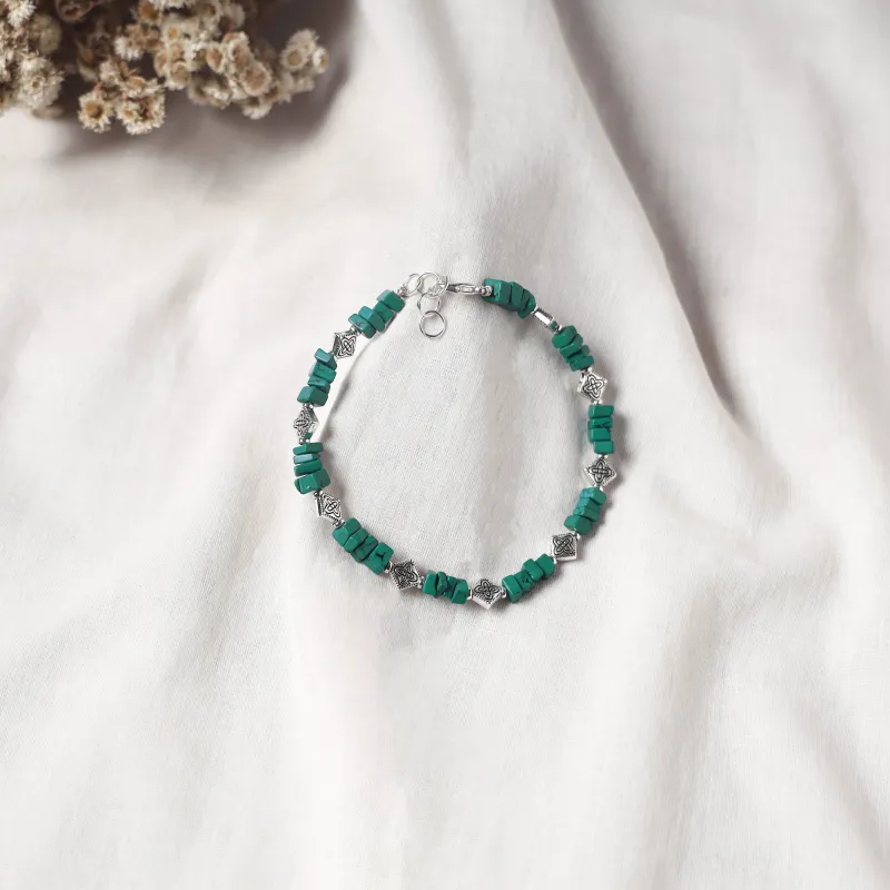 Green - Handcrafted Stone Work GS Anklet 05 made by Itokri