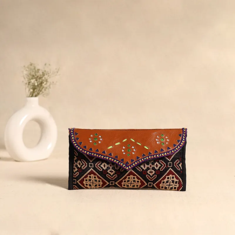 Traditional Kutch Mashru Silk Leather Flap Clutch / Wallet 99 made by Itokri