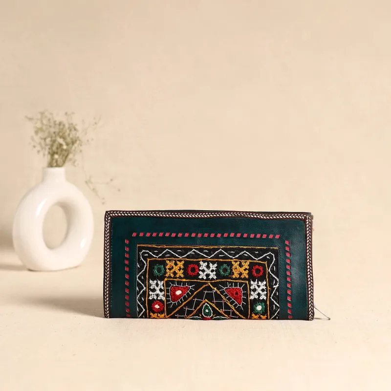 Traditional Kutch Hand Embroidery Leather Clutch / Wallet 54 made by Itokri