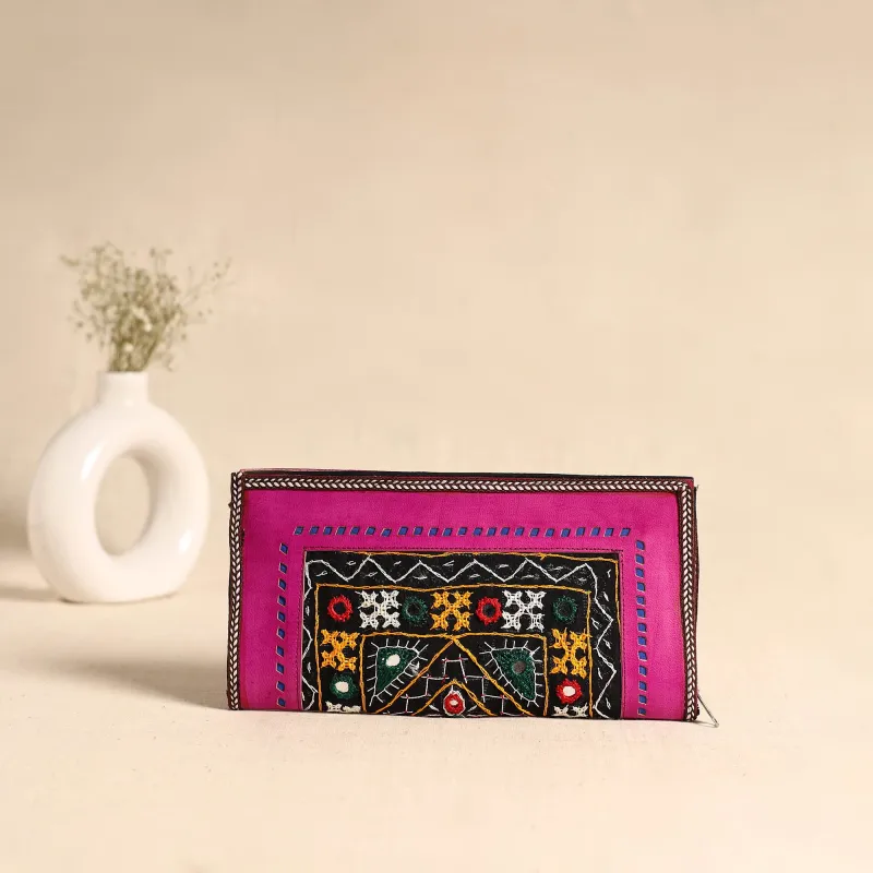 Traditional Kutch Hand Embroidery Leather Clutch / Wallet 52 made by Itokri