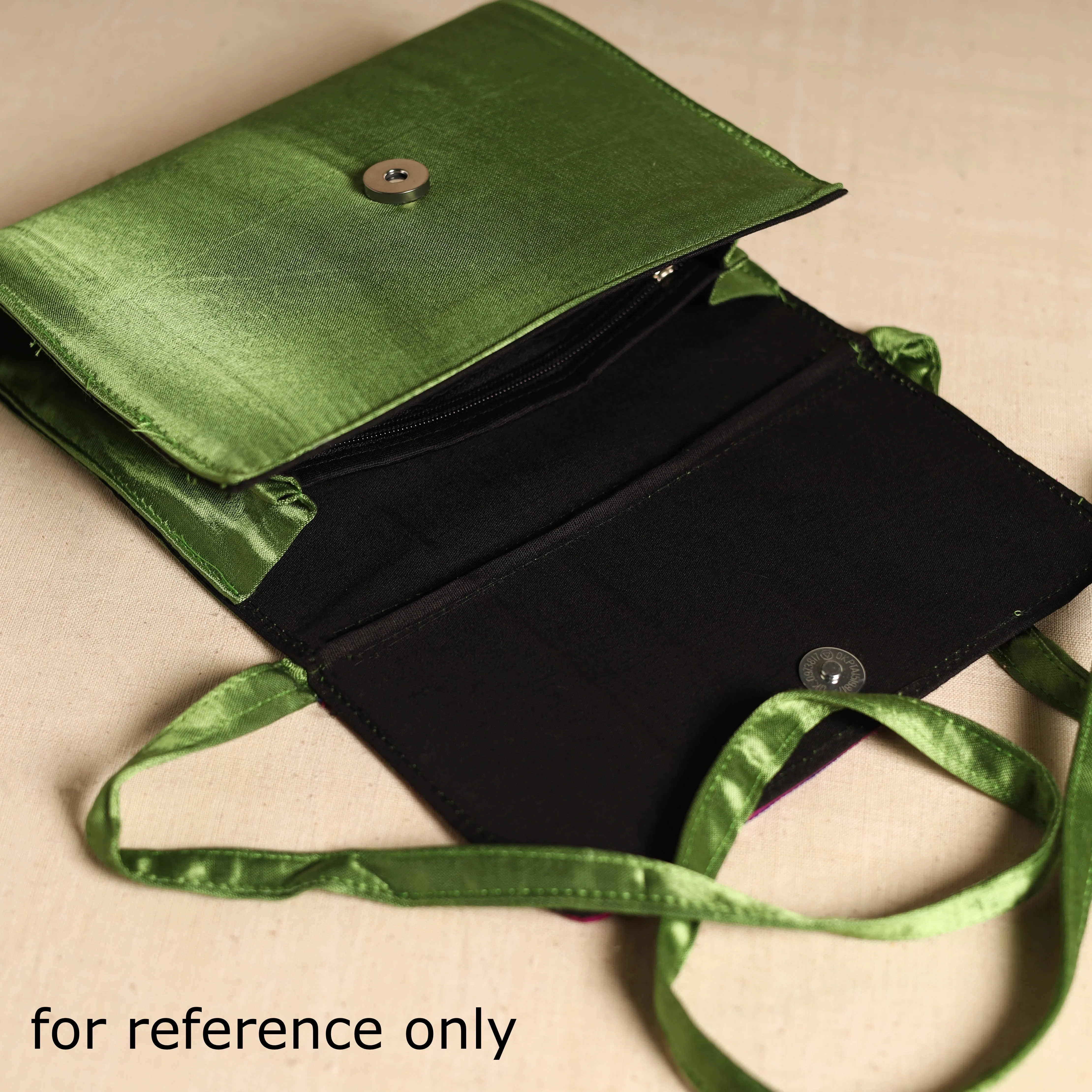 Traditional Kutch Mashru Silk Leather Flap Sling Bag 14 sold by Itokri product image thumbnail 5