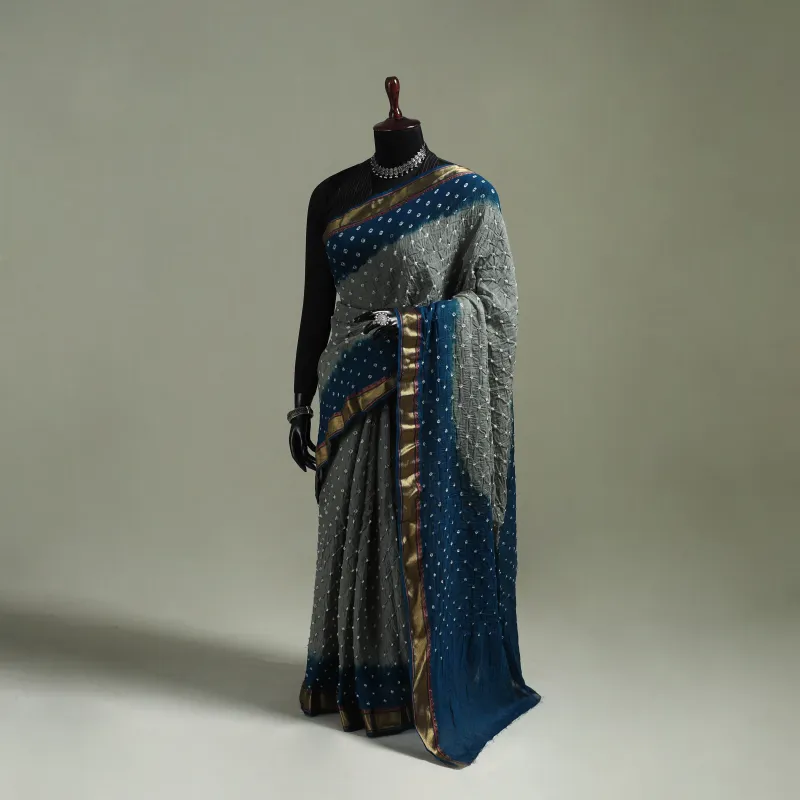 Kutch Tie-Dye Bandhani Cotton Saree with Blouse Piece 51 made by Itokri