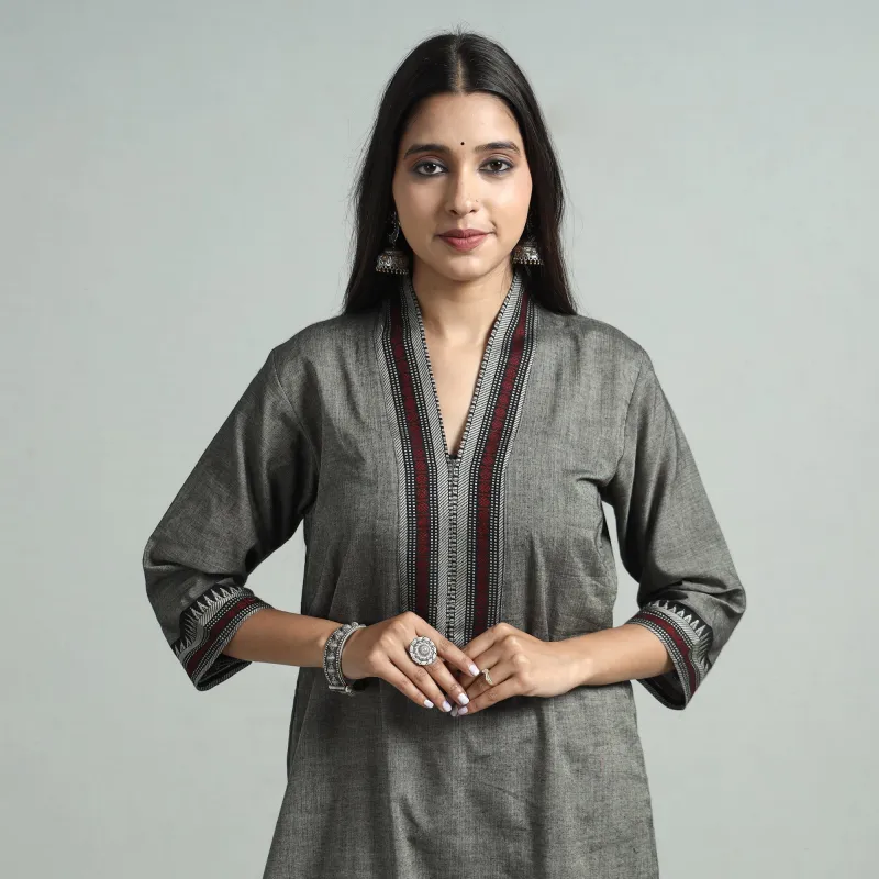 Grey - Dharwad Cotton Straight Kurta made by Itokri