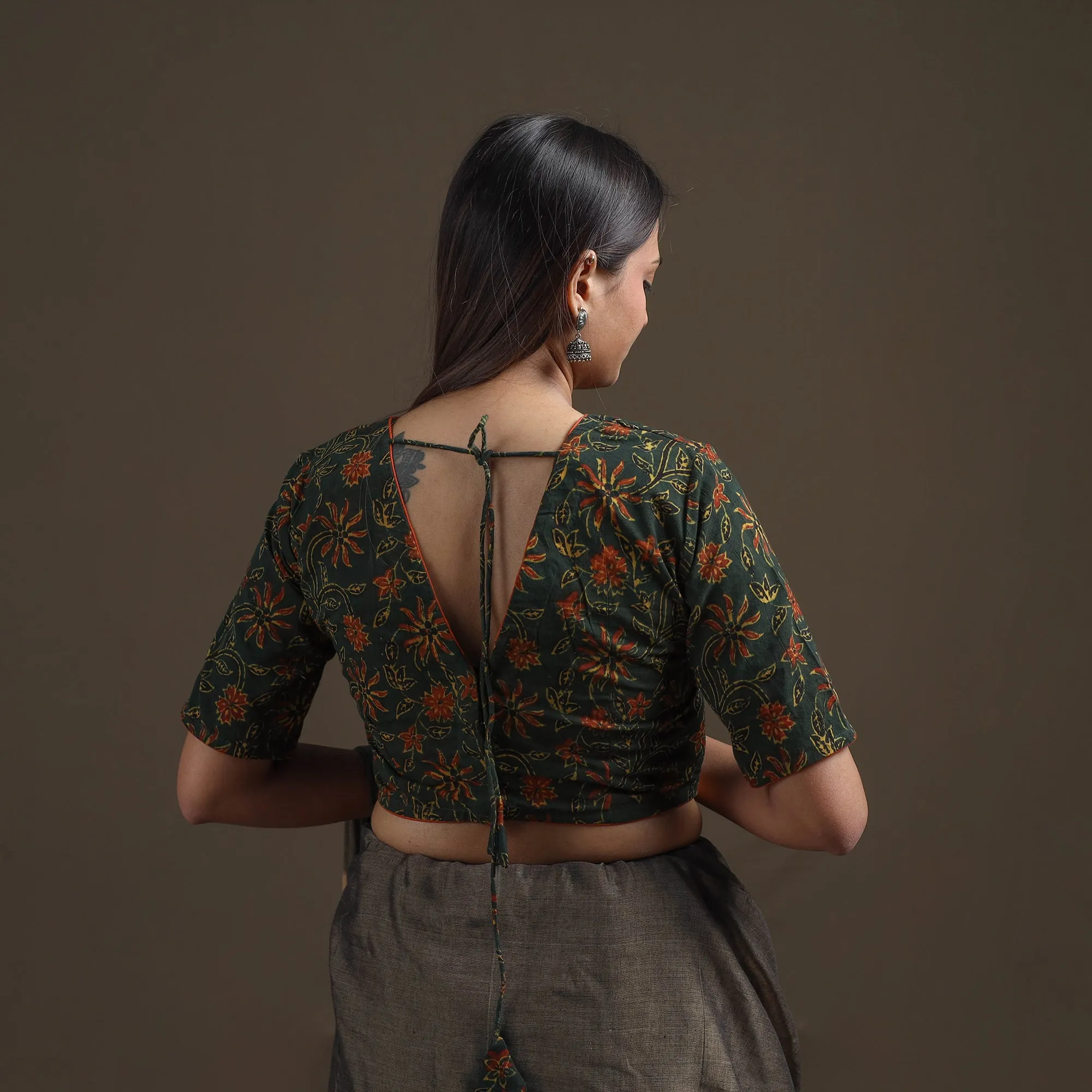 Ajrakh Hand Block Print Natural Dyed Cotton Readymade Blouse 11 sold by Itokri product image thumbnail 4