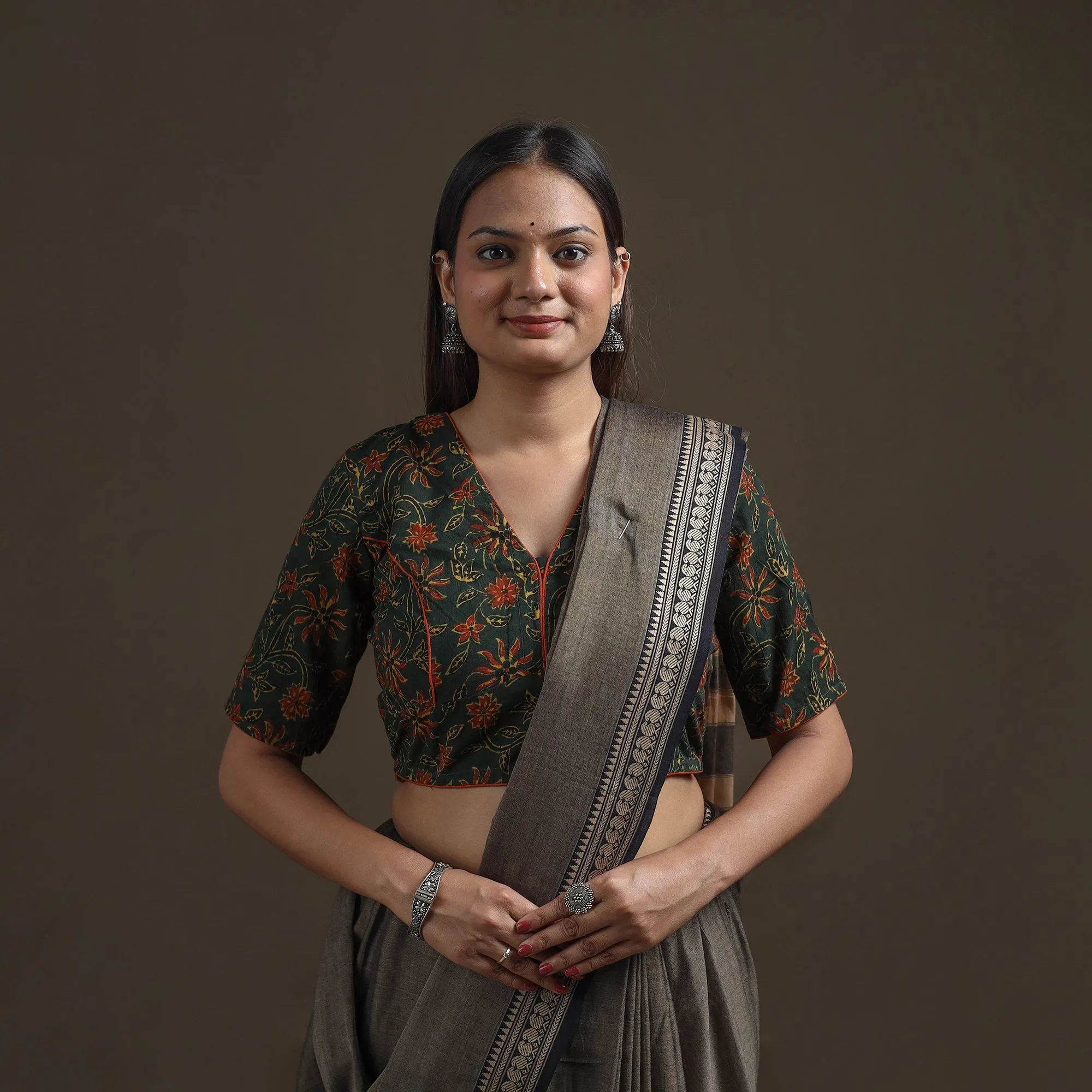 Ajrakh Hand Block Print Natural Dyed Cotton Readymade Blouse 11 sold by Itokri product image thumbnail 2