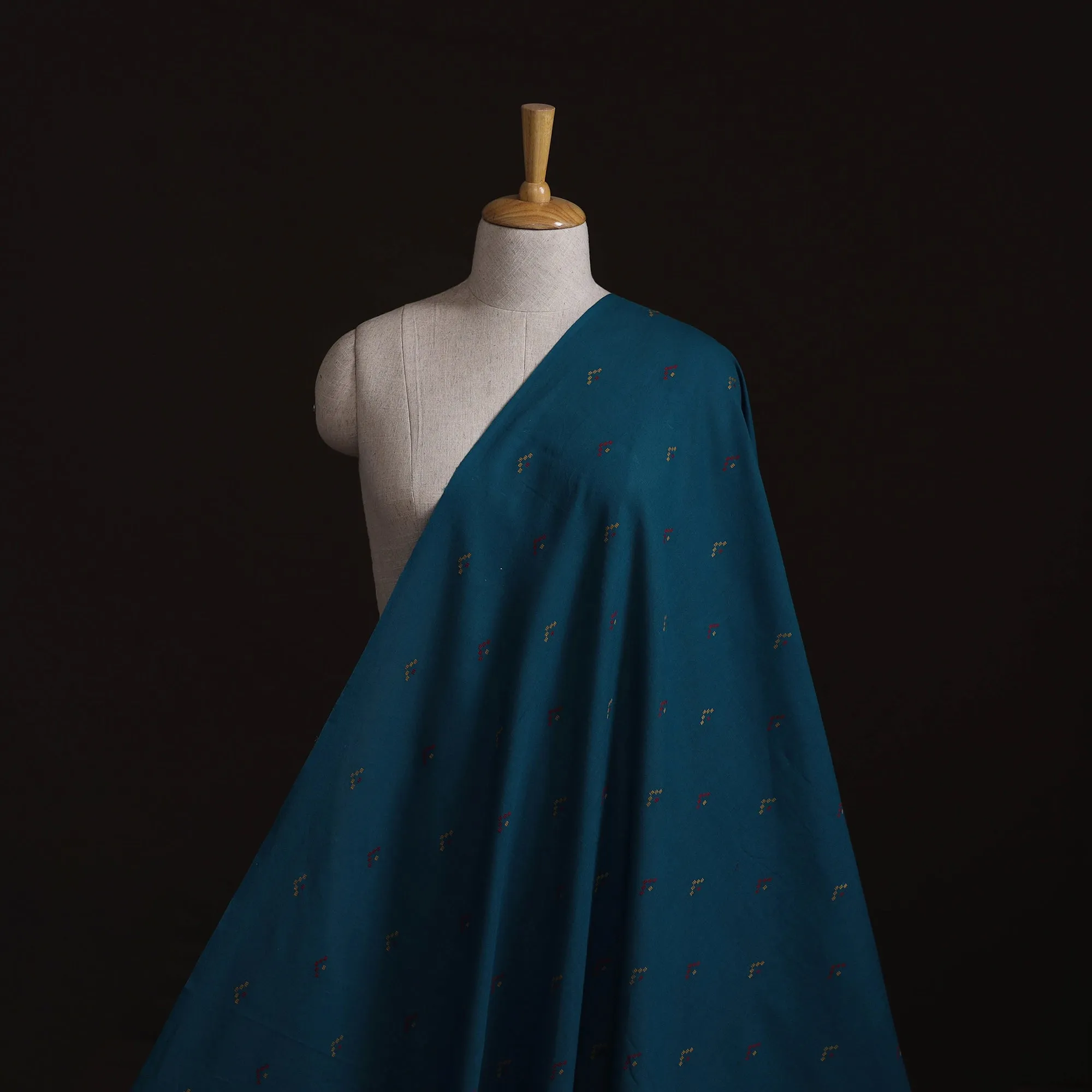 Blue - Prewashed Cotton Jacquard Fabric 16 sold by Itokri