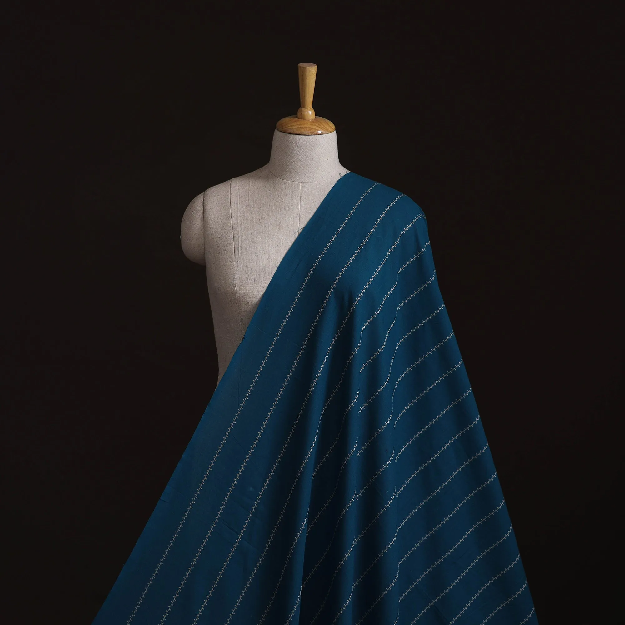 Blue - Prewashed Cotton Jacquard Fabric 06 sold by Itokri