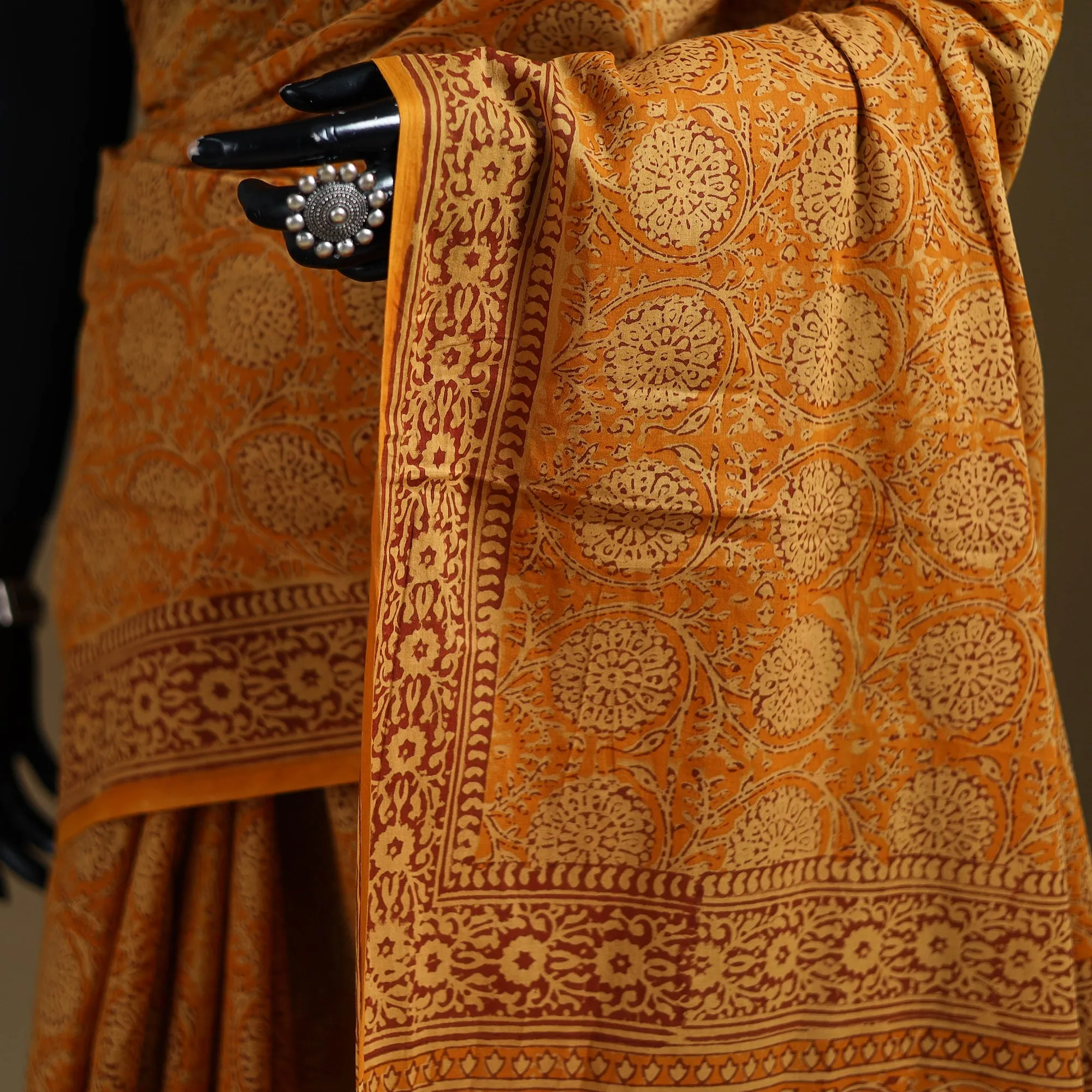 Gamthi Hand Block Print Pure Mul Cotton Saree with Blouse Piece 53 sold by Itokri product image thumbnail 4