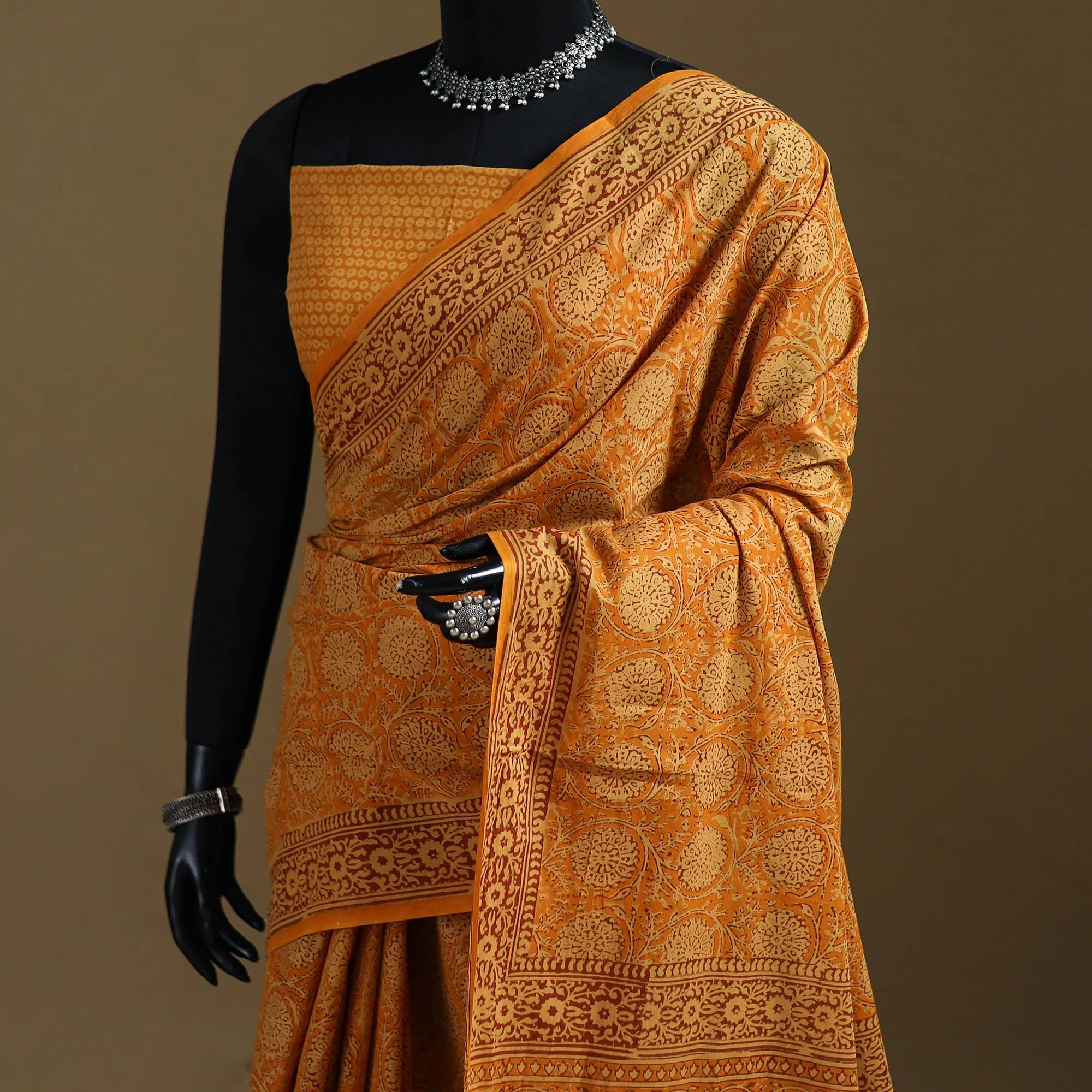 Gamthi Hand Block Print Pure Mul Cotton Saree with Blouse Piece 53 sold by Itokri product image thumbnail 2