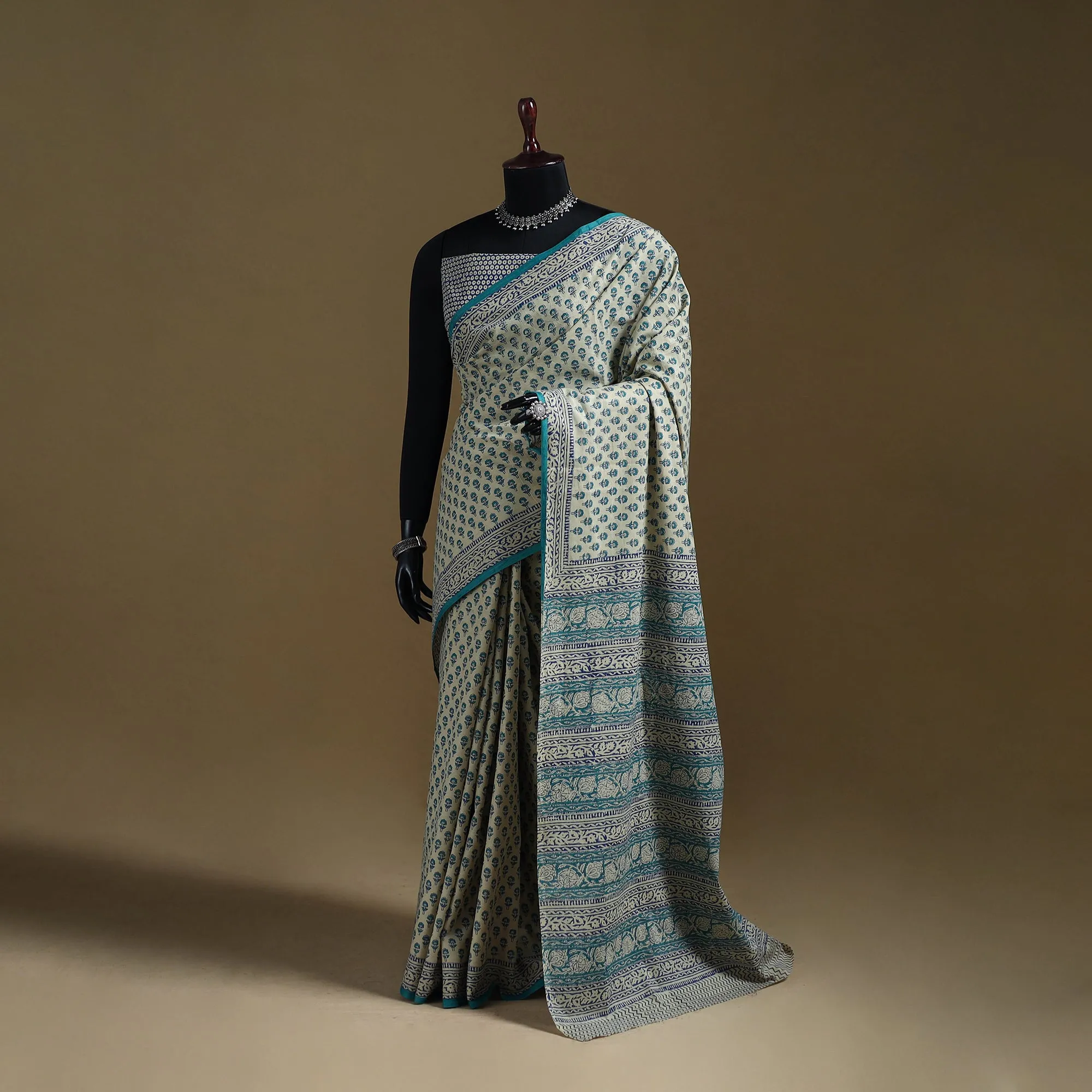 Gamthi Hand Block Print Pure Mul Cotton Saree with Blouse Piece 37 sold by Itokri