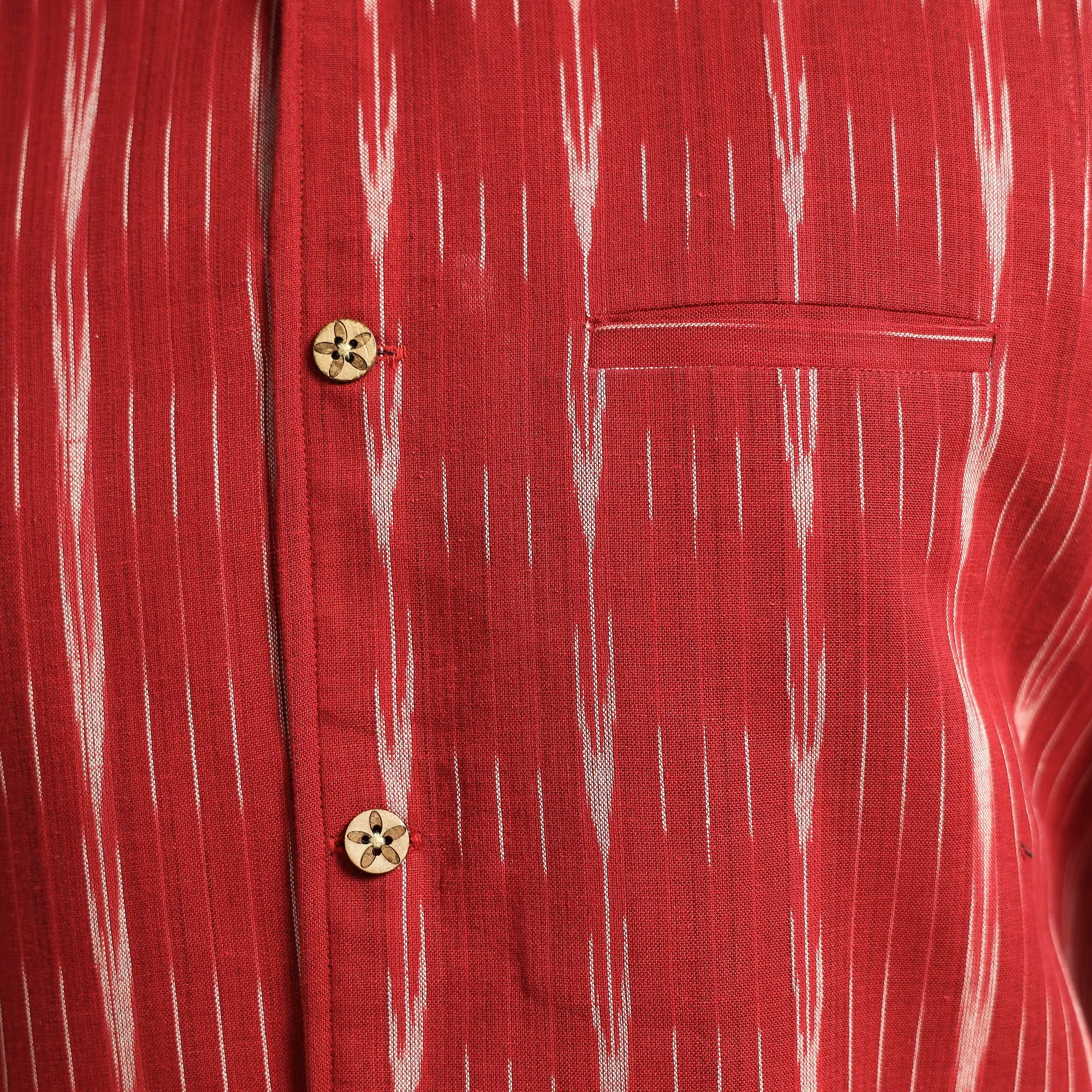 Red - Pochampally Ikat Cotton Men Nehru Jacket sold by Itokri product image thumbnail 5