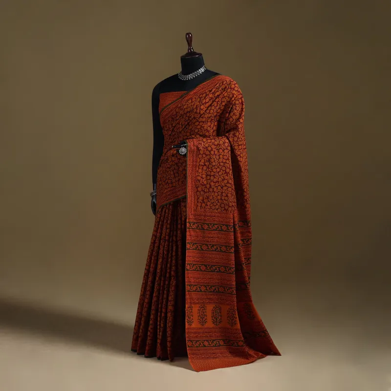 Gamthi Hand Block Print Pure Mul Cotton Saree with Blouse Piece 22 made by Itokri