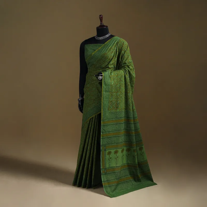 Gamthi Hand Block Print Pure Mul Cotton Saree with Blouse Piece 20 made by Itokri