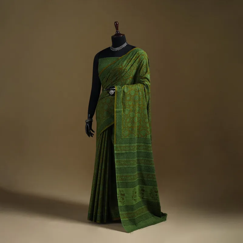Gamthi Hand Block Print Pure Mul Cotton Saree with Blouse Piece 06 made by Itokri