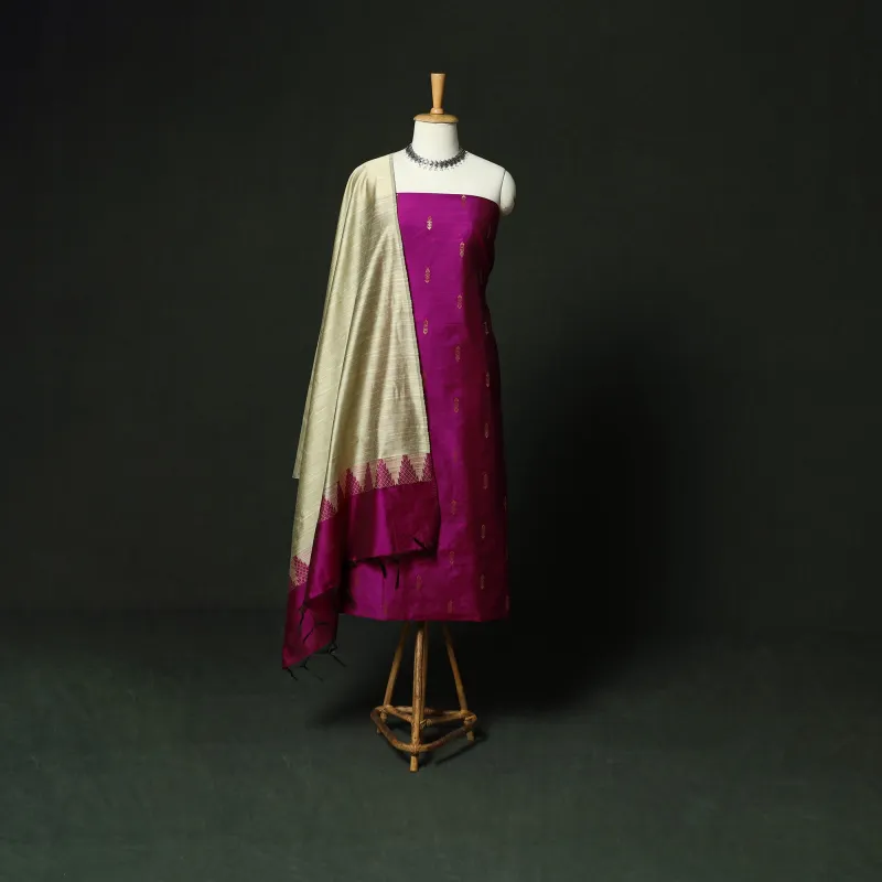 Mangalagiri Silk Cotton Thread Work 3pc Unstitched Dress Material Suit Set 27 made by Itokri