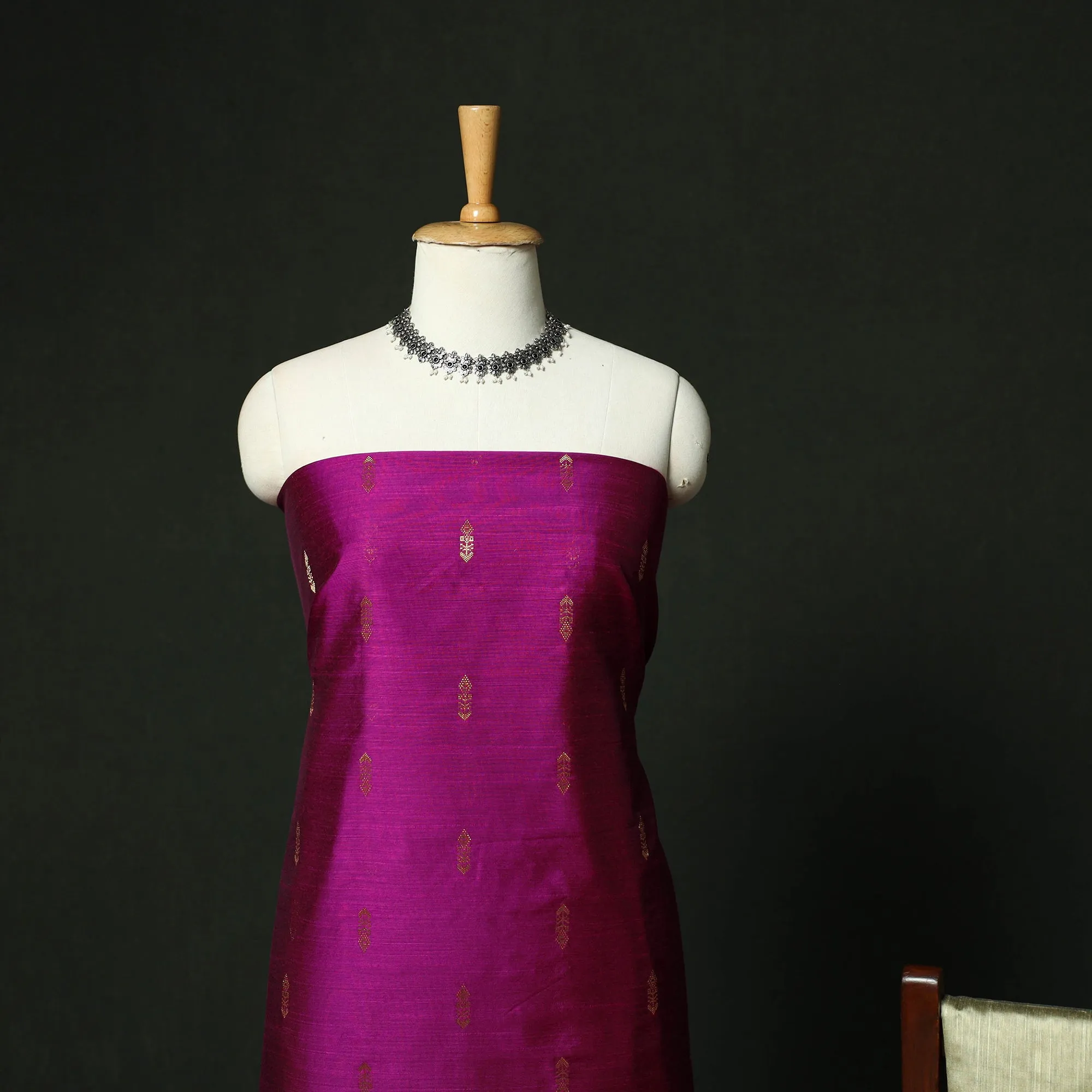 Mangalagiri Silk Cotton Thread Work 3pc Unstitched Dress Material Suit Set 27 sold by Itokri product image thumbnail 3