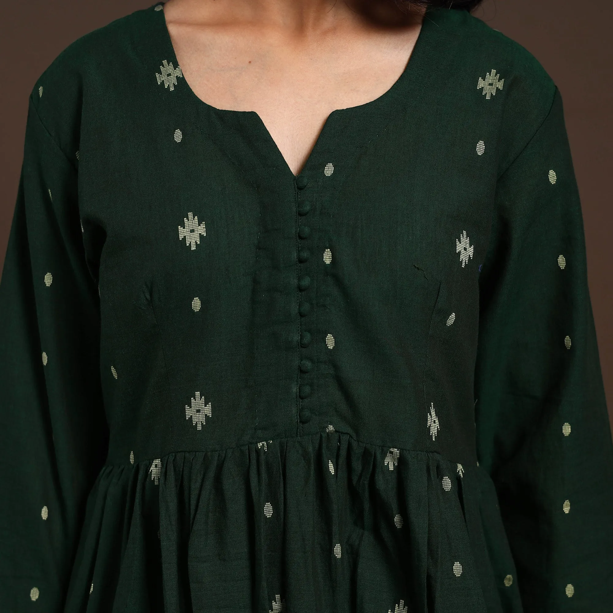 Green - Cotton Jacquard Kurta Set (Set of 2) 10 sold by Itokri product image thumbnail 4