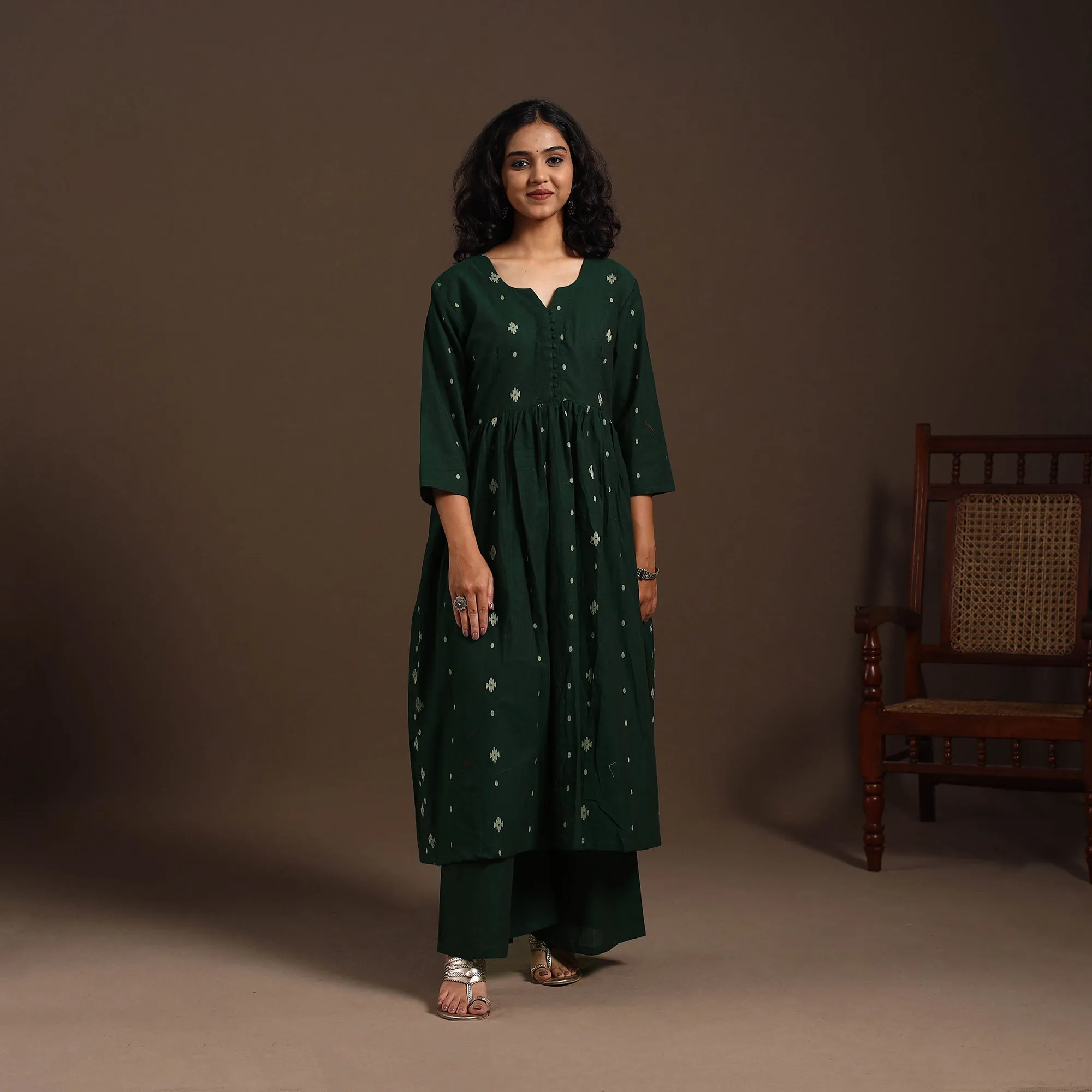Green - Cotton Jacquard Kurta Set (Set of 2) 10 sold by Itokri