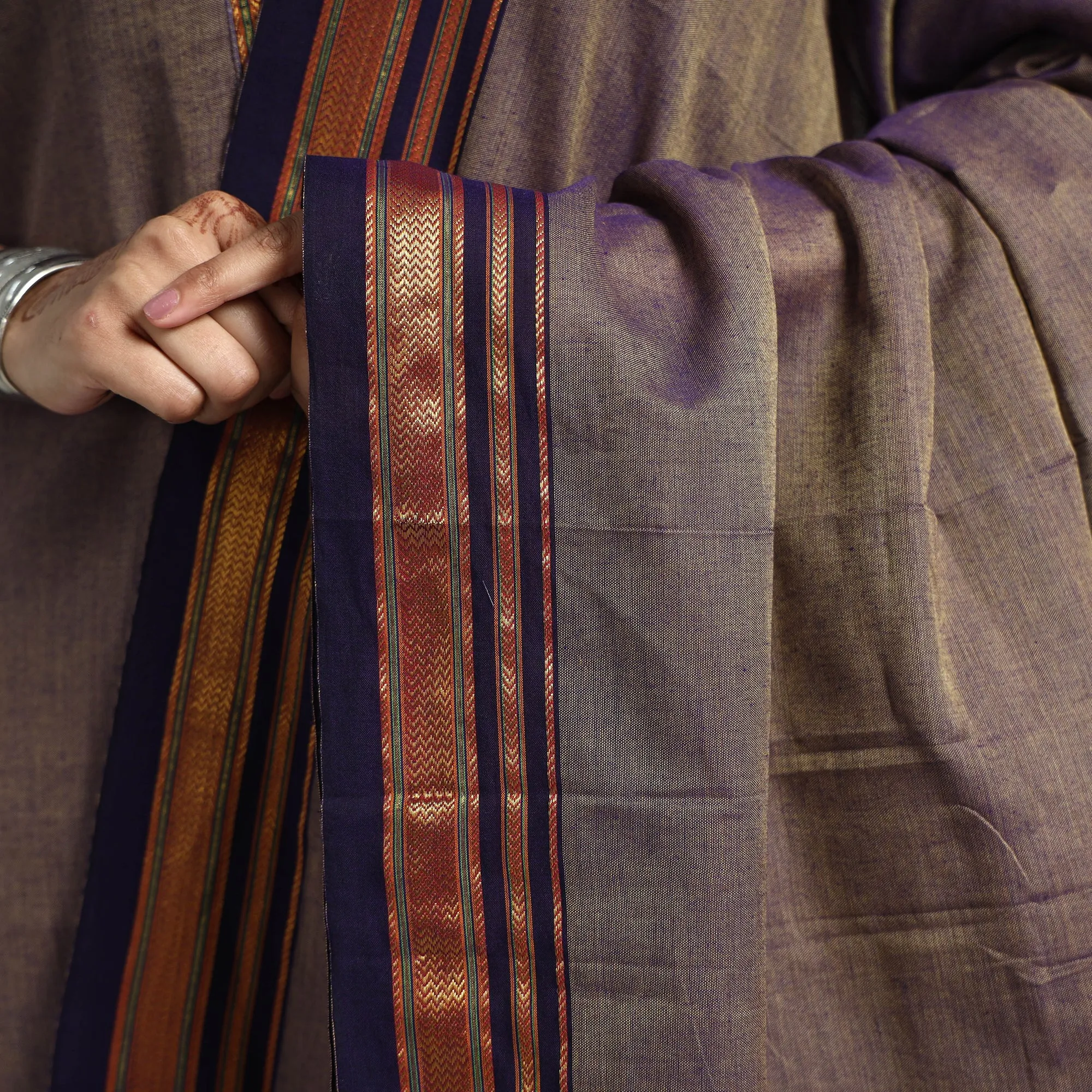 Brown - Dharwad Cotton Kurta with Palazzo & Dupatta Set sold by Itokri product image thumbnail 4