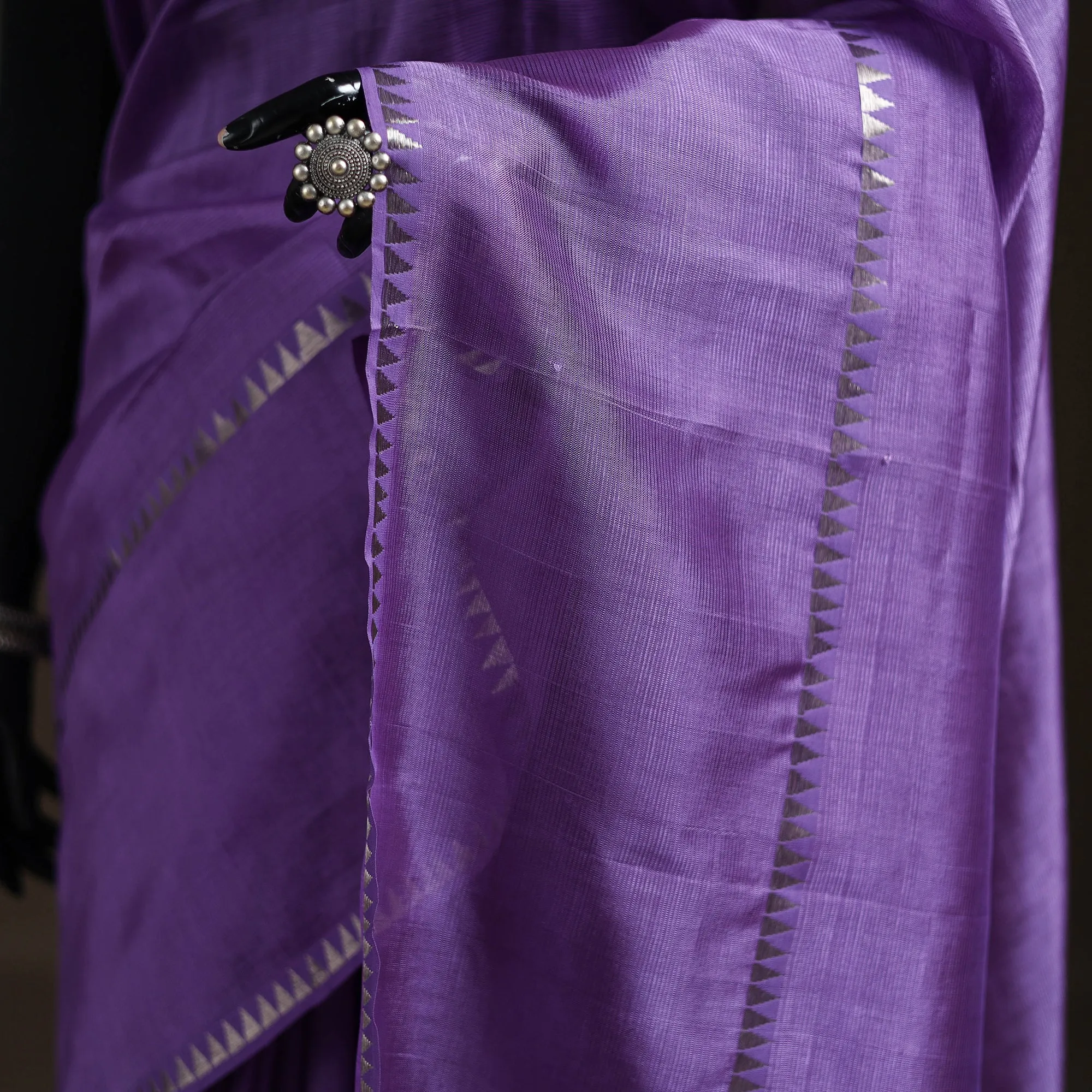 Purple - Mangalagiri Handwoven Pure Silk Pattu Saree 32 sold by Itokri product image thumbnail 3