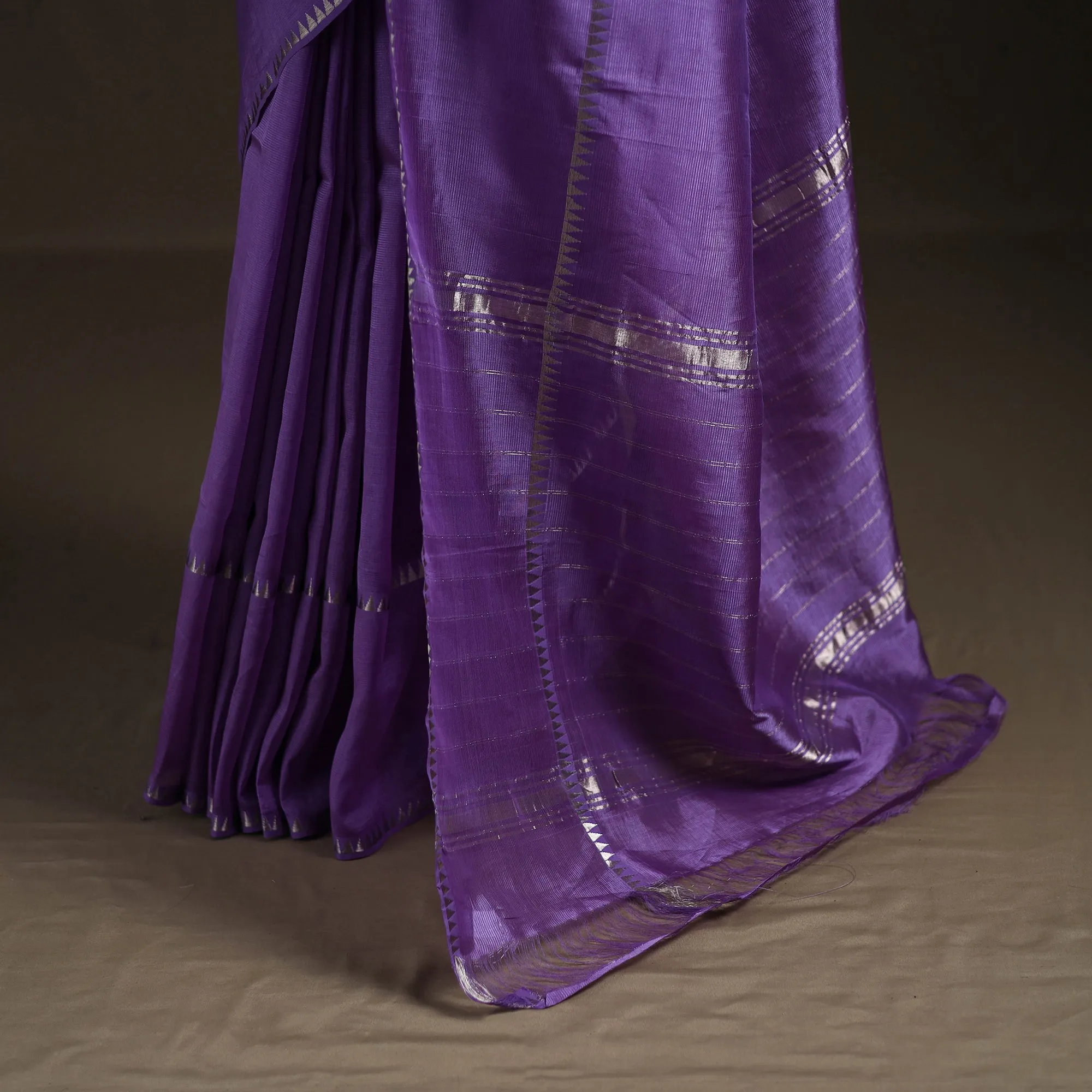 Purple - Mangalagiri Handwoven Pure Silk Pattu Saree 32 sold by Itokri product image thumbnail 4
