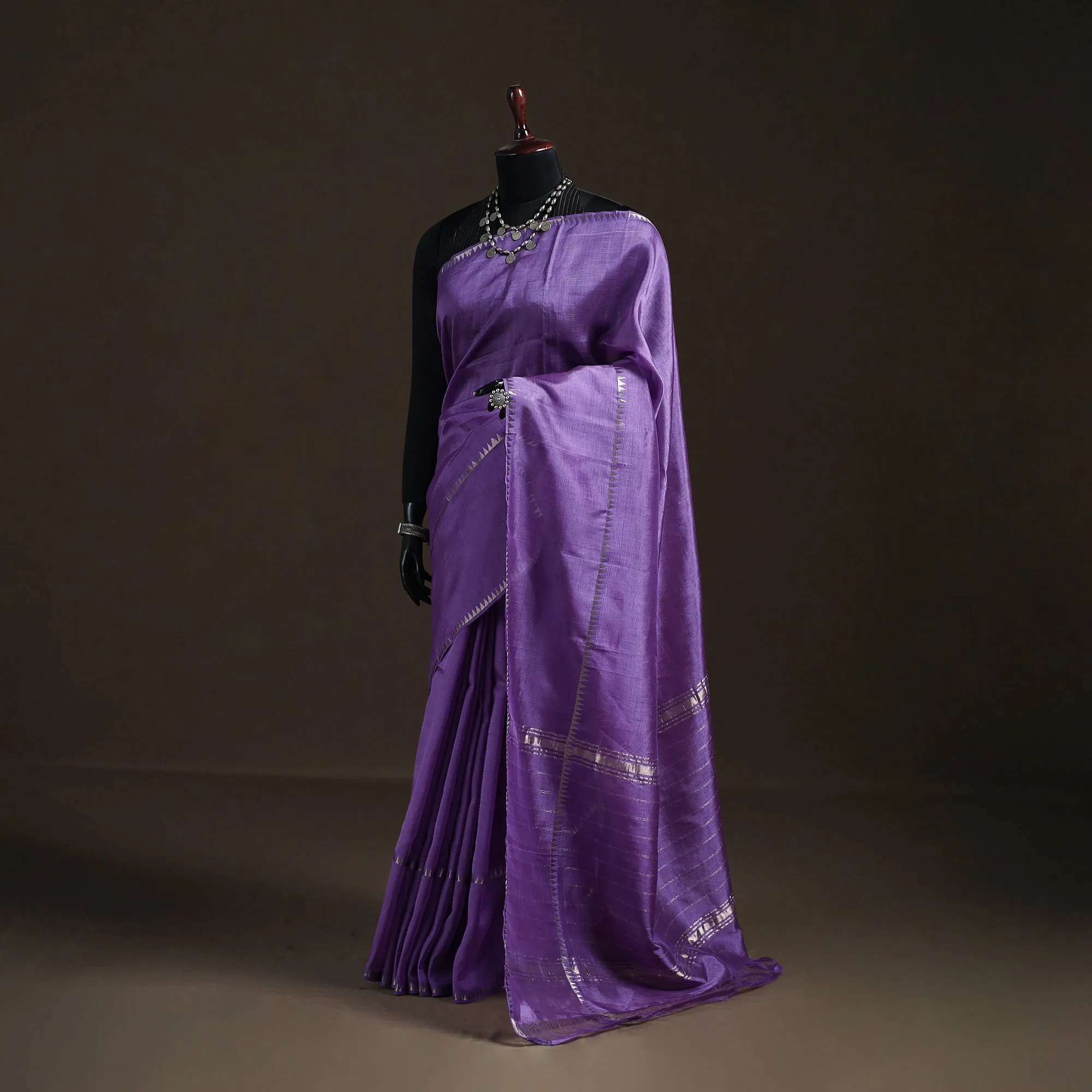 Purple - Mangalagiri Handwoven Pure Silk Pattu Saree 32 sold by Itokri