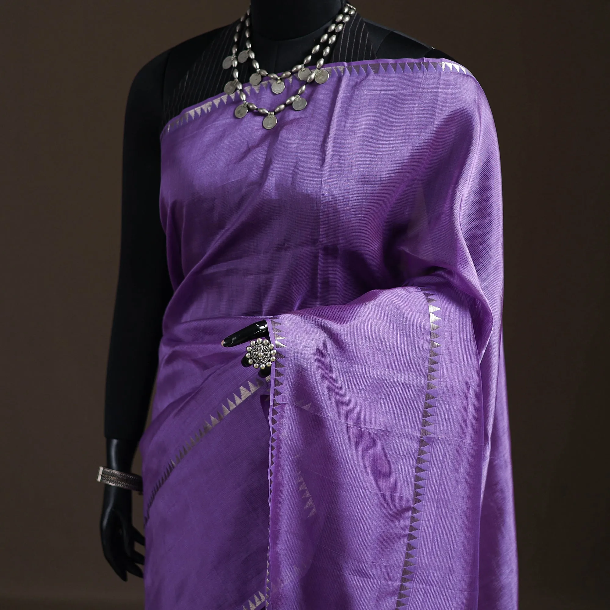 Purple - Mangalagiri Handwoven Pure Silk Pattu Saree 32 sold by Itokri product image thumbnail 2
