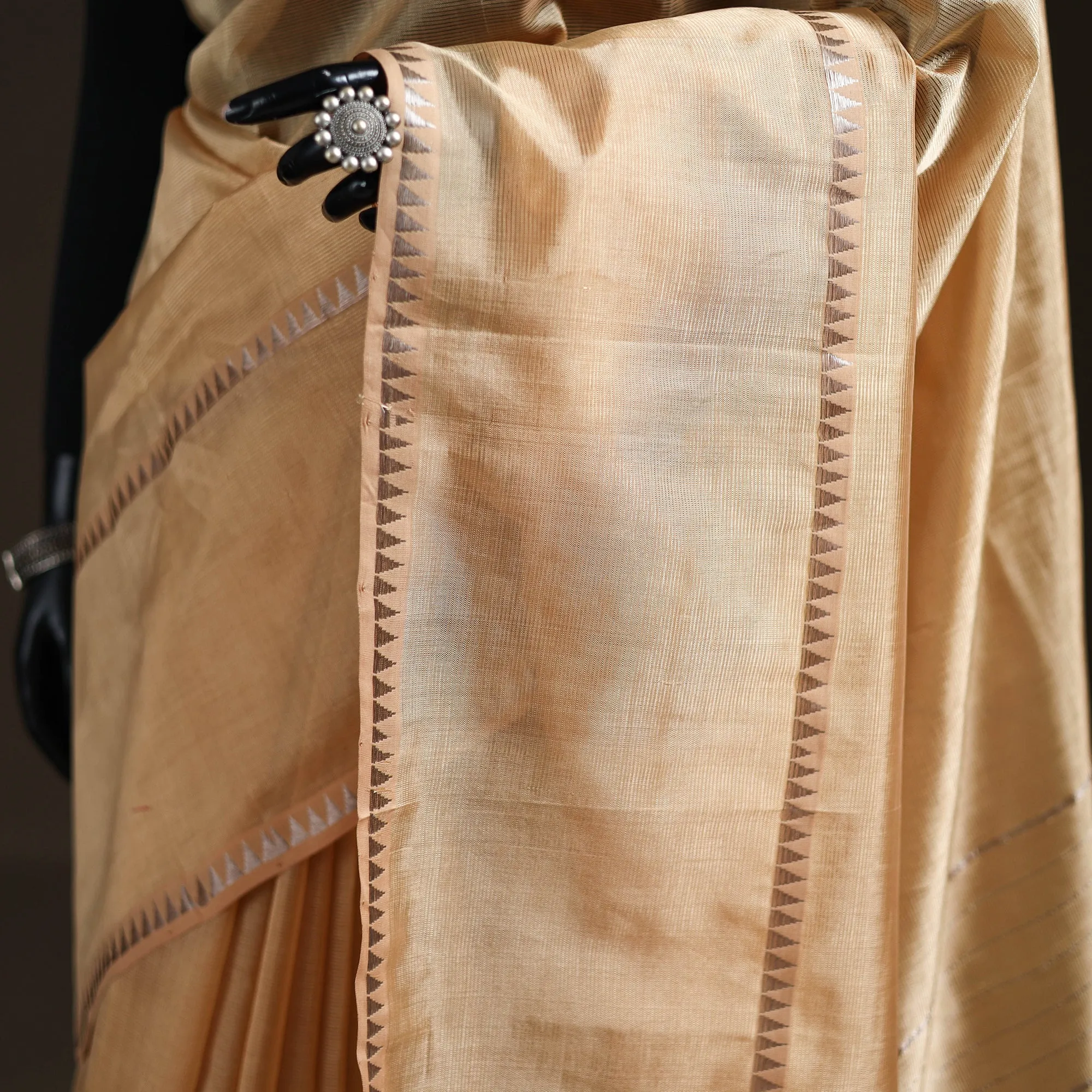 Beige - Mangalagiri Handwoven Pure Silk Pattu Saree 31 sold by Itokri product image thumbnail 3