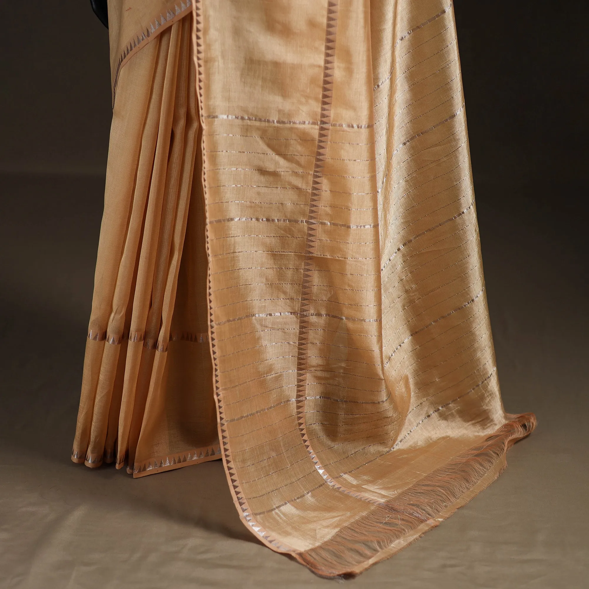 Beige - Mangalagiri Handwoven Pure Silk Pattu Saree 31 sold by Itokri product image thumbnail 4