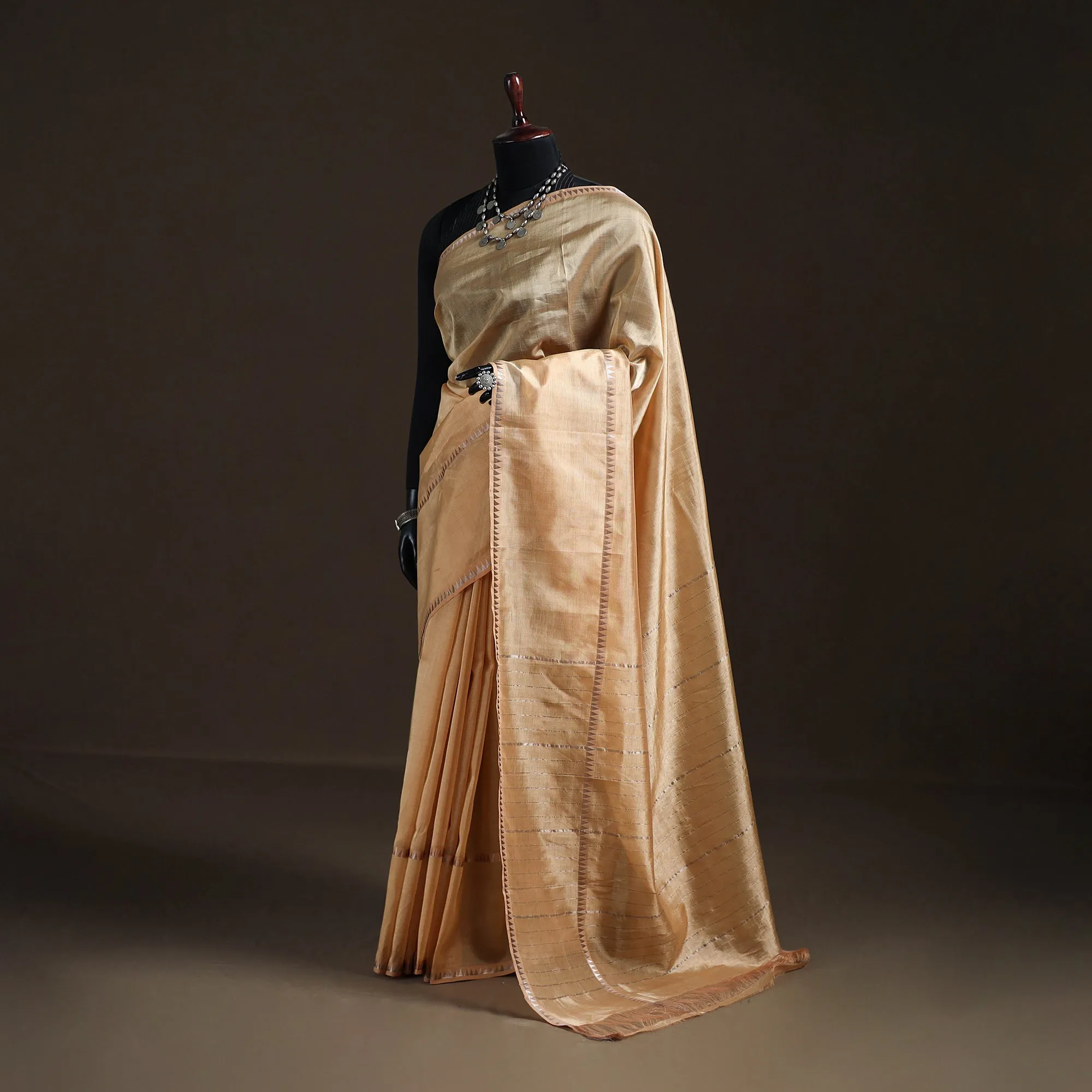 Beige - Mangalagiri Handwoven Pure Silk Pattu Saree 31 sold by Itokri