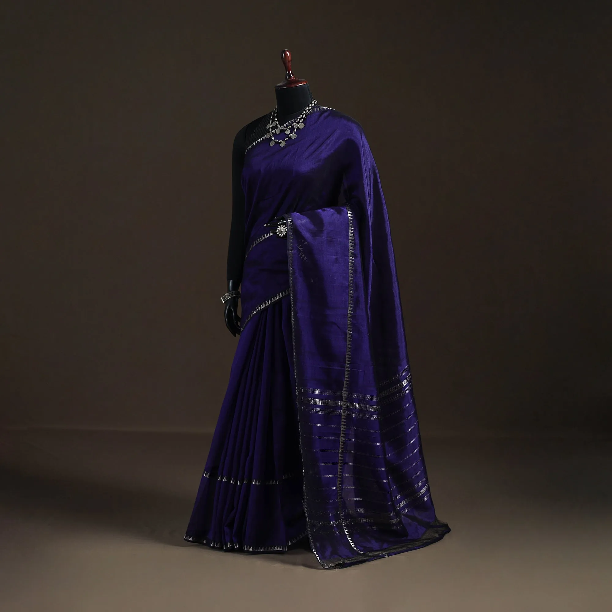 Blue - Mangalagiri Handwoven Pure Silk Pattu Saree 28 sold by Itokri