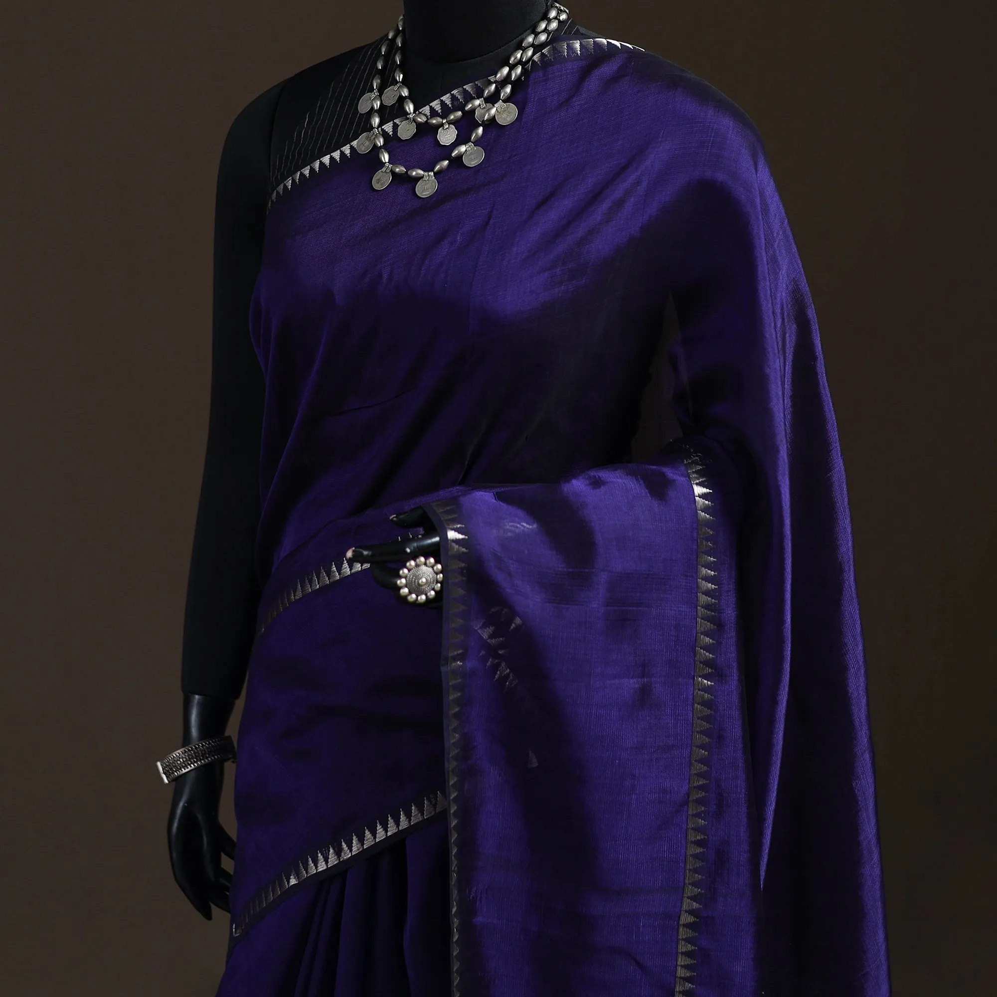 Blue - Mangalagiri Handwoven Pure Silk Pattu Saree 28 sold by Itokri product image thumbnail 2