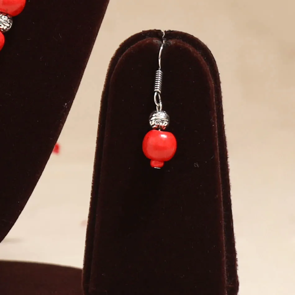 Red - Handmade Wooden Beads GS Necklace Set 01 sold by Itokri product image thumbnail 3