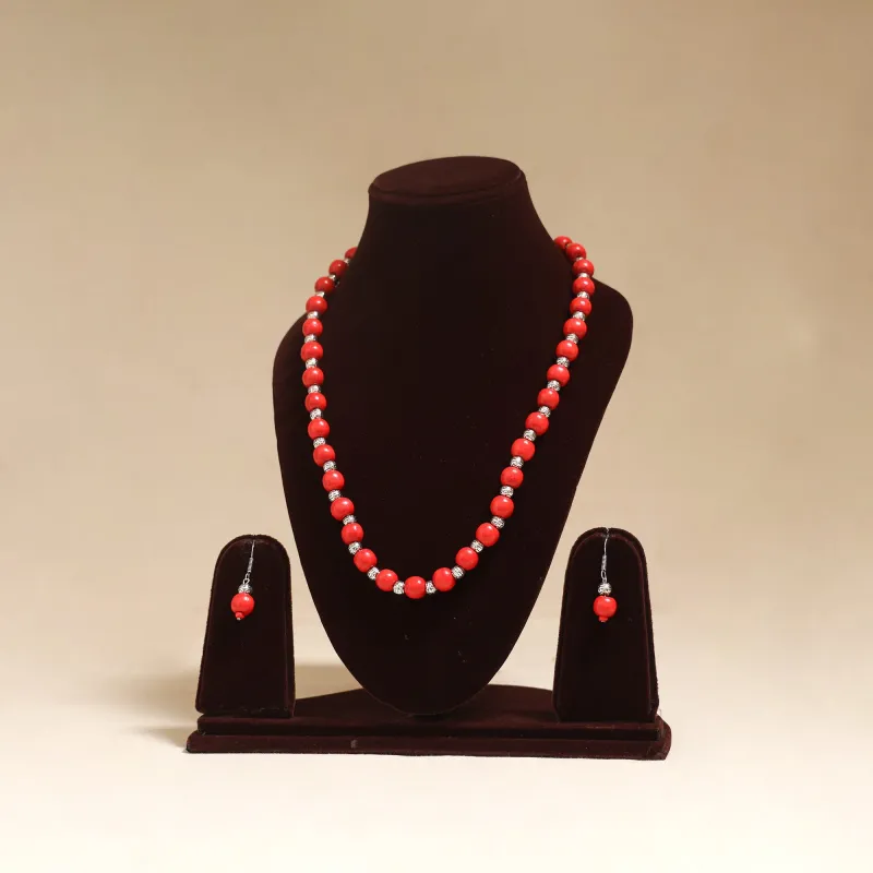 Red - Handmade Wooden Beads GS Necklace Set 01 made by Itokri