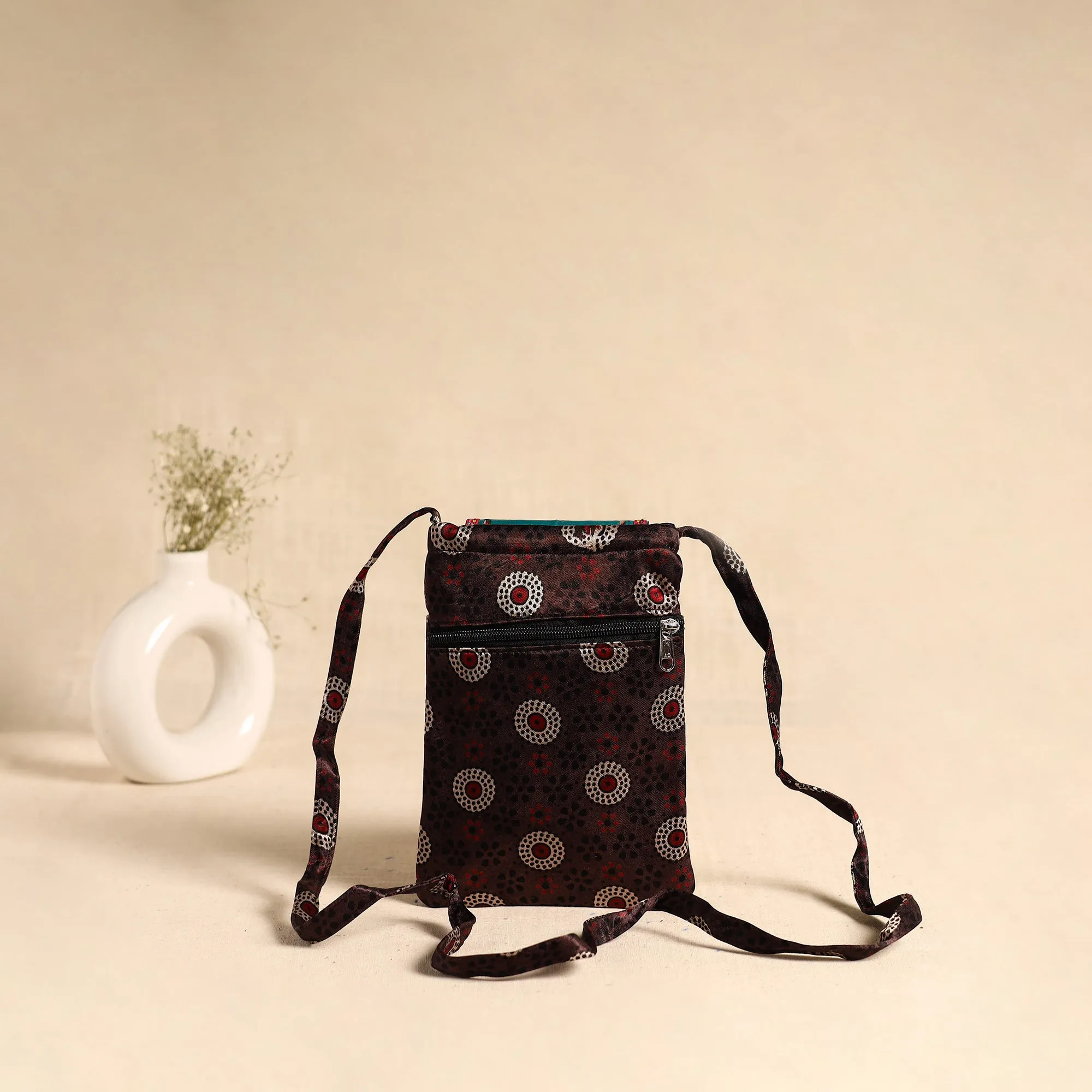 Traditional Kutch Mashru Silk Leather Flap Sling Bag 65 sold by Itokri product image thumbnail 4