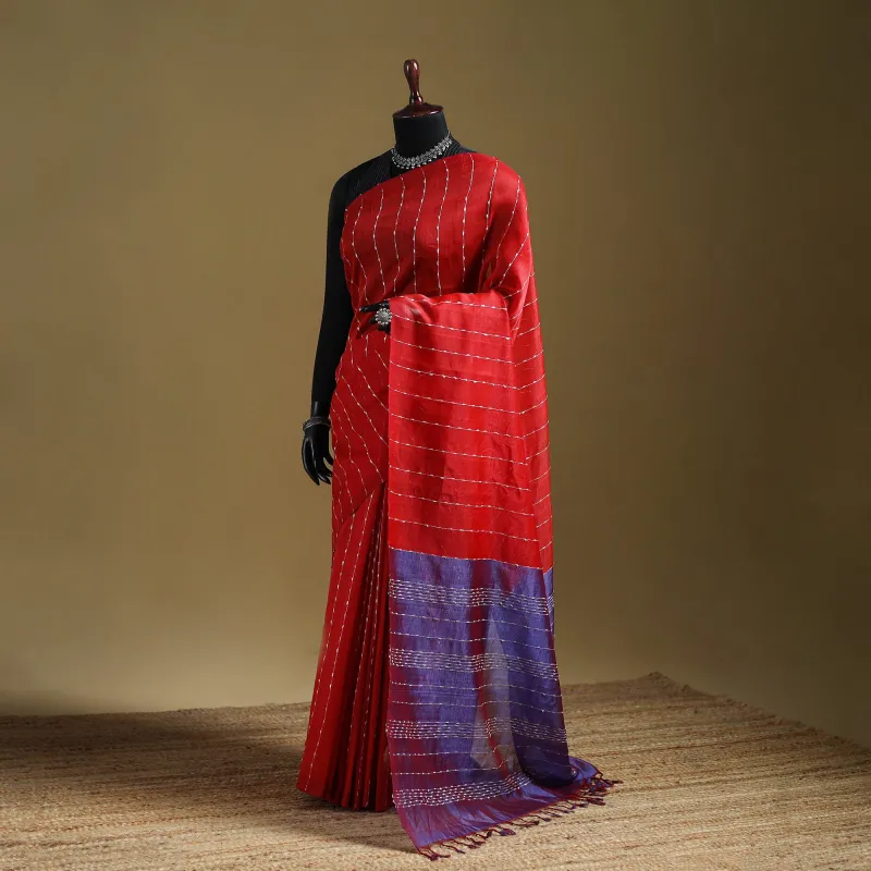 Red - Pure Handwoven Mangalagiri Silk Cotton Pattu Saree 24 made by Itokri