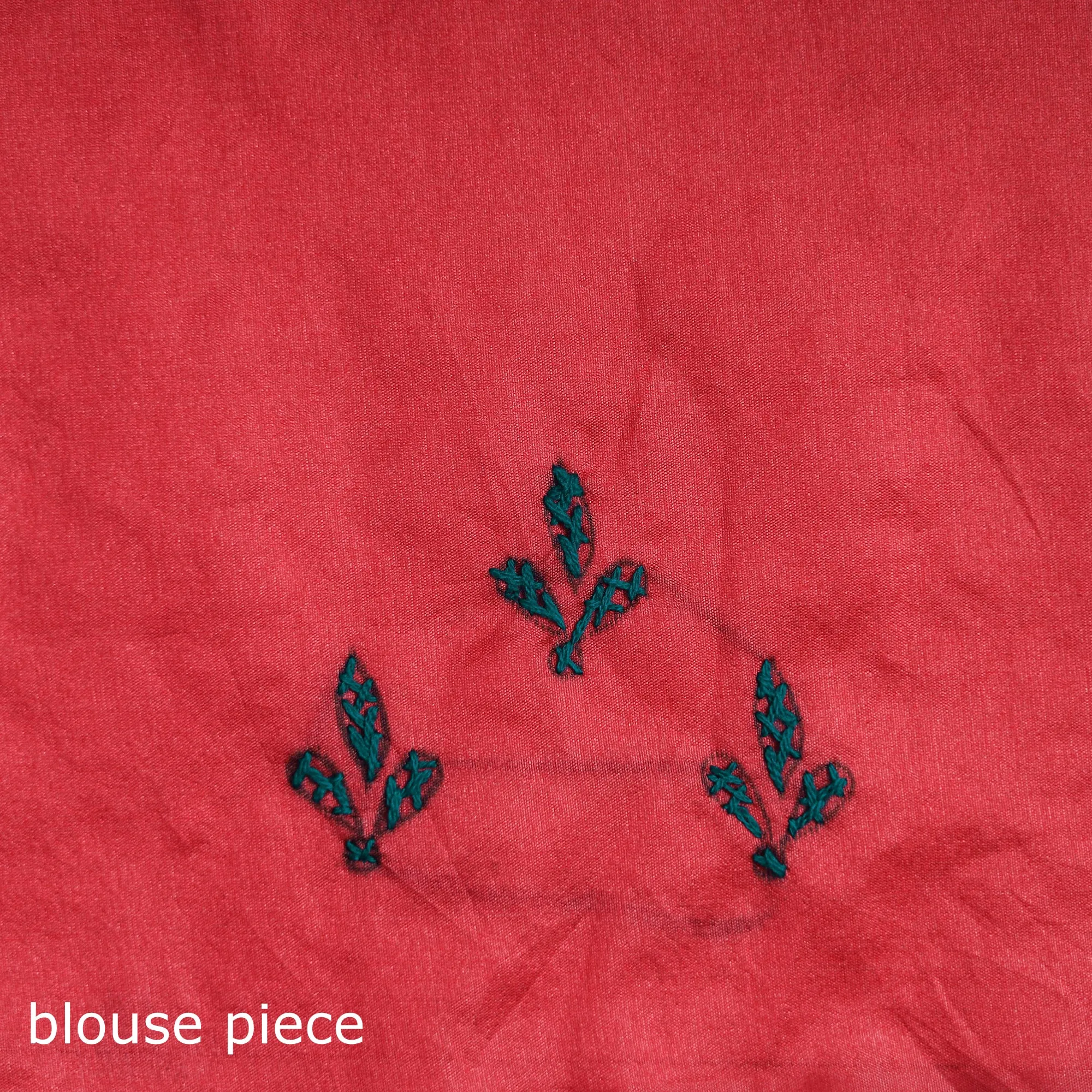 Red - Bengal Nakshi Kantha Hand Embroidered Silk Saree 47 sold by Itokri product image thumbnail 5