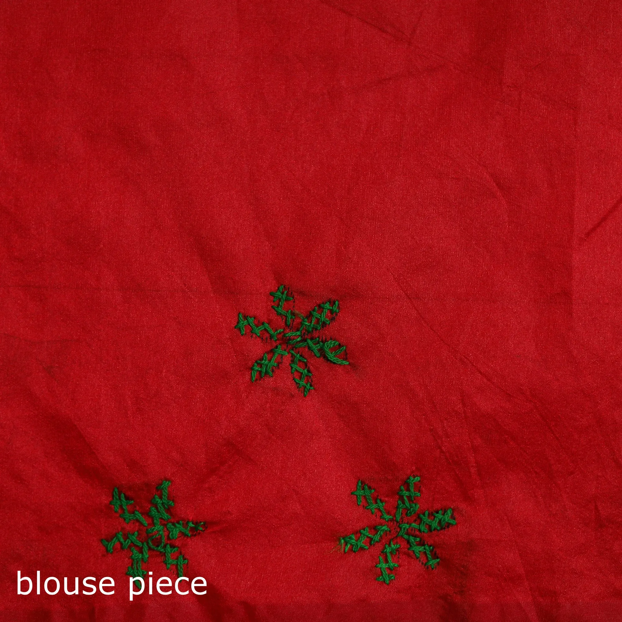 Red - Bengal Nakshi Kantha Hand Embroidered Silk Saree 37 sold by Itokri product image thumbnail 5