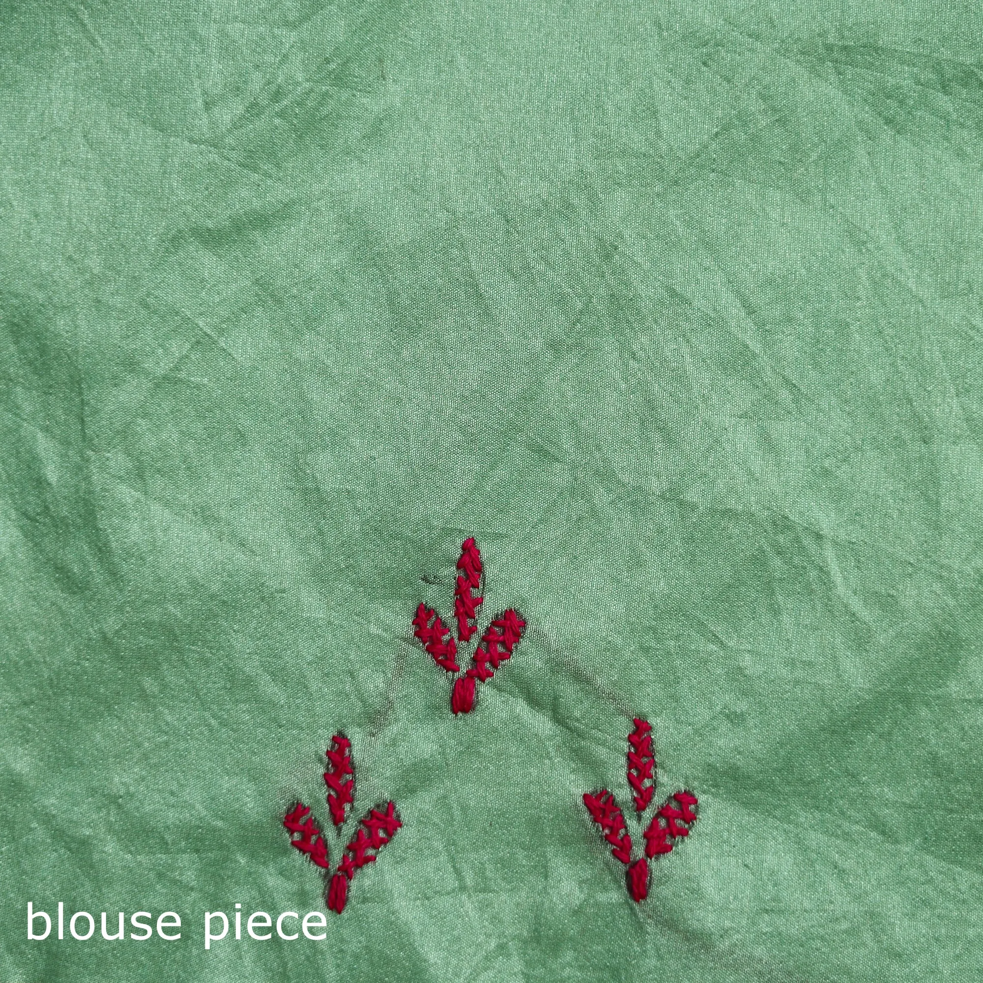 Green - Bengal Nakshi Kantha Hand Embroidered Silk Saree 35 sold by Itokri product image thumbnail 5