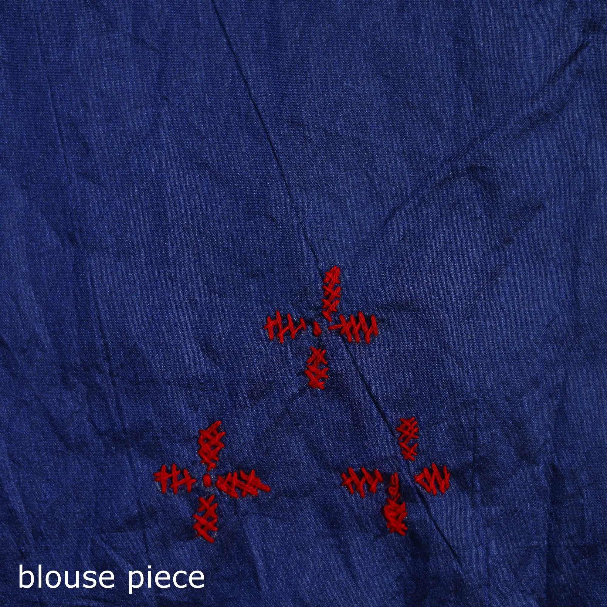Blue - Bengal Nakshi Kantha Hand Embroidered Silk Saree 11 sold by Itokri product image thumbnail 5