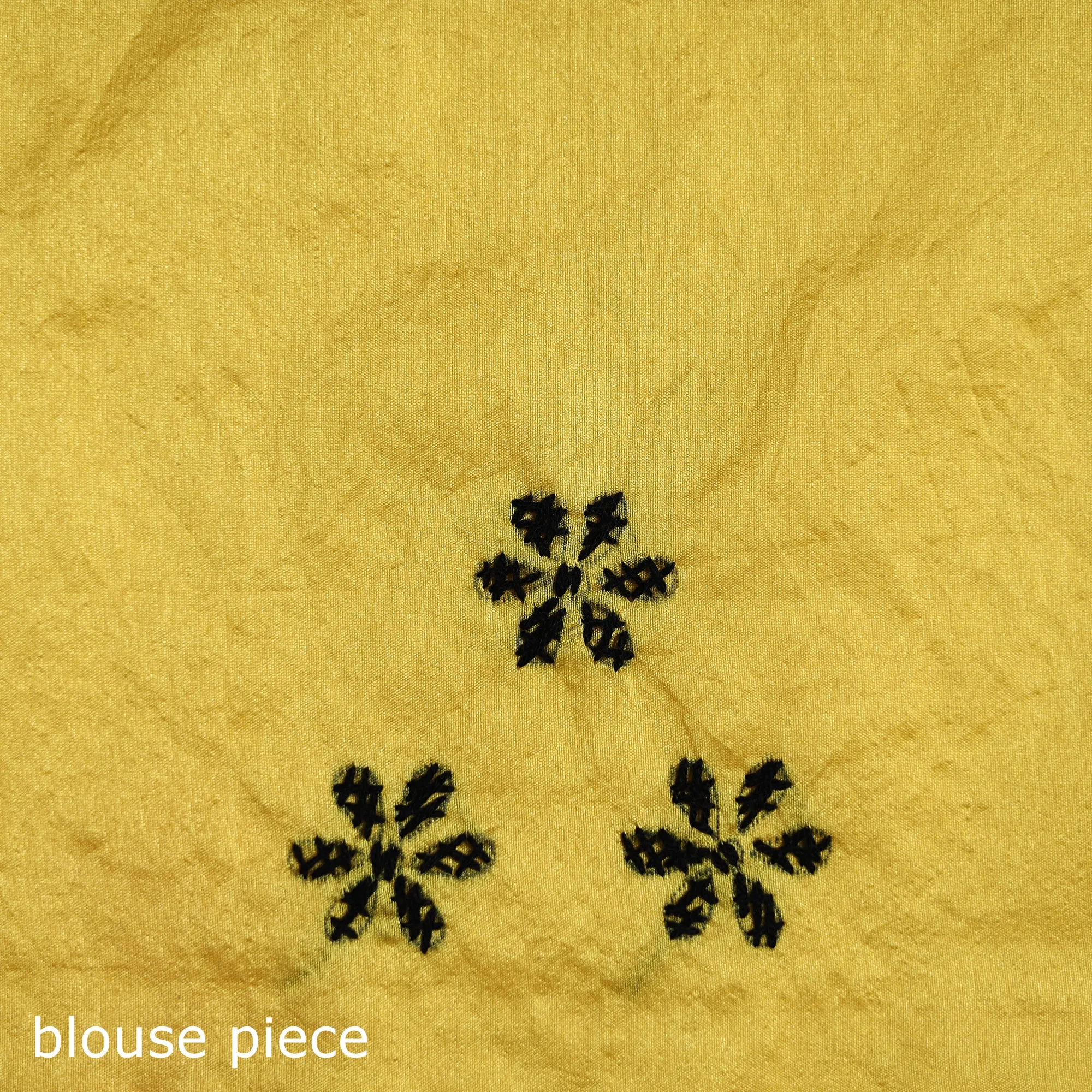 Yellow - Bengal Nakshi Kantha Hand Embroidered Silk Saree 03 sold by Itokri product image thumbnail 5