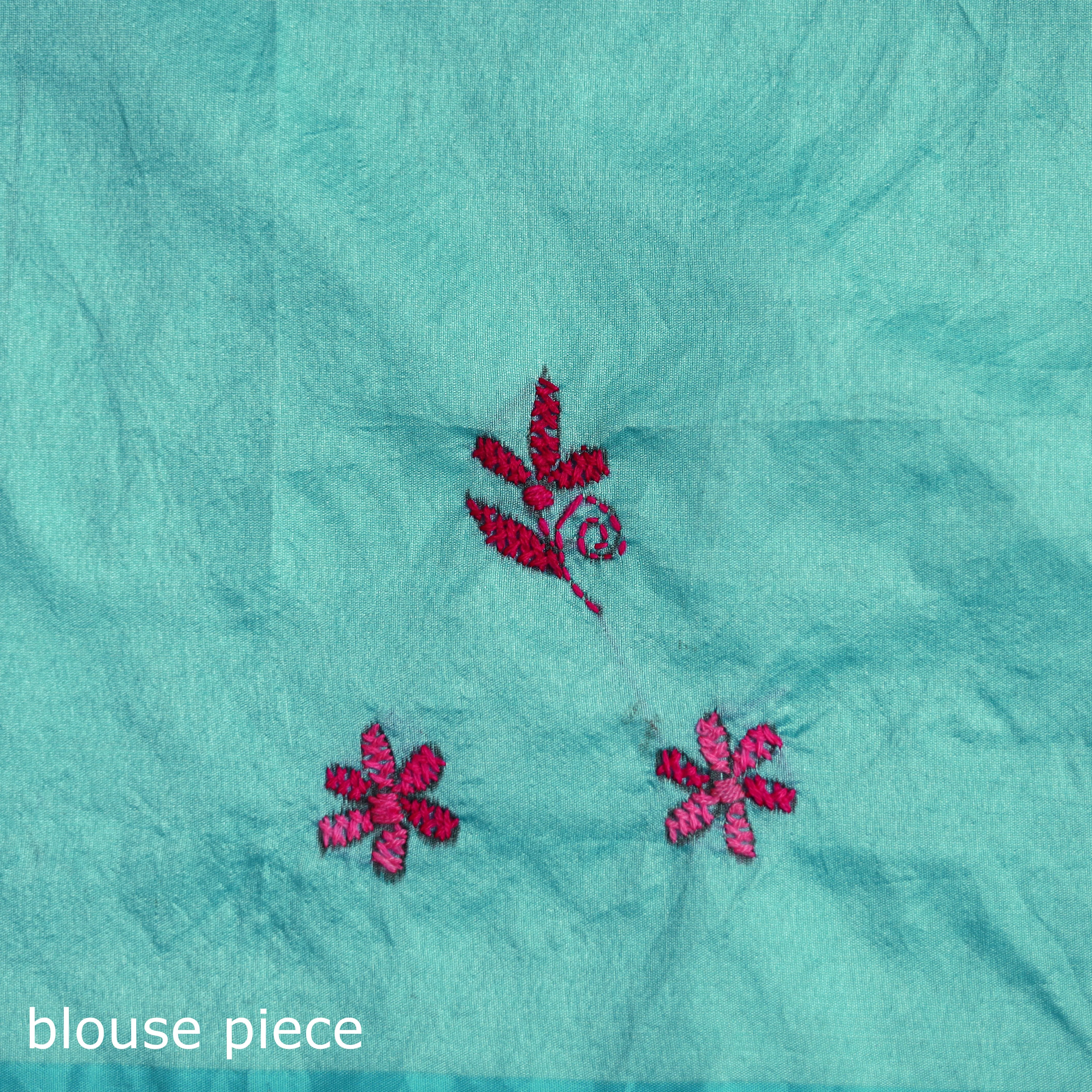 Blue - Bengal Nakshi Kantha Hand Embroidered Silk Saree 01 sold by Itokri product image thumbnail 5