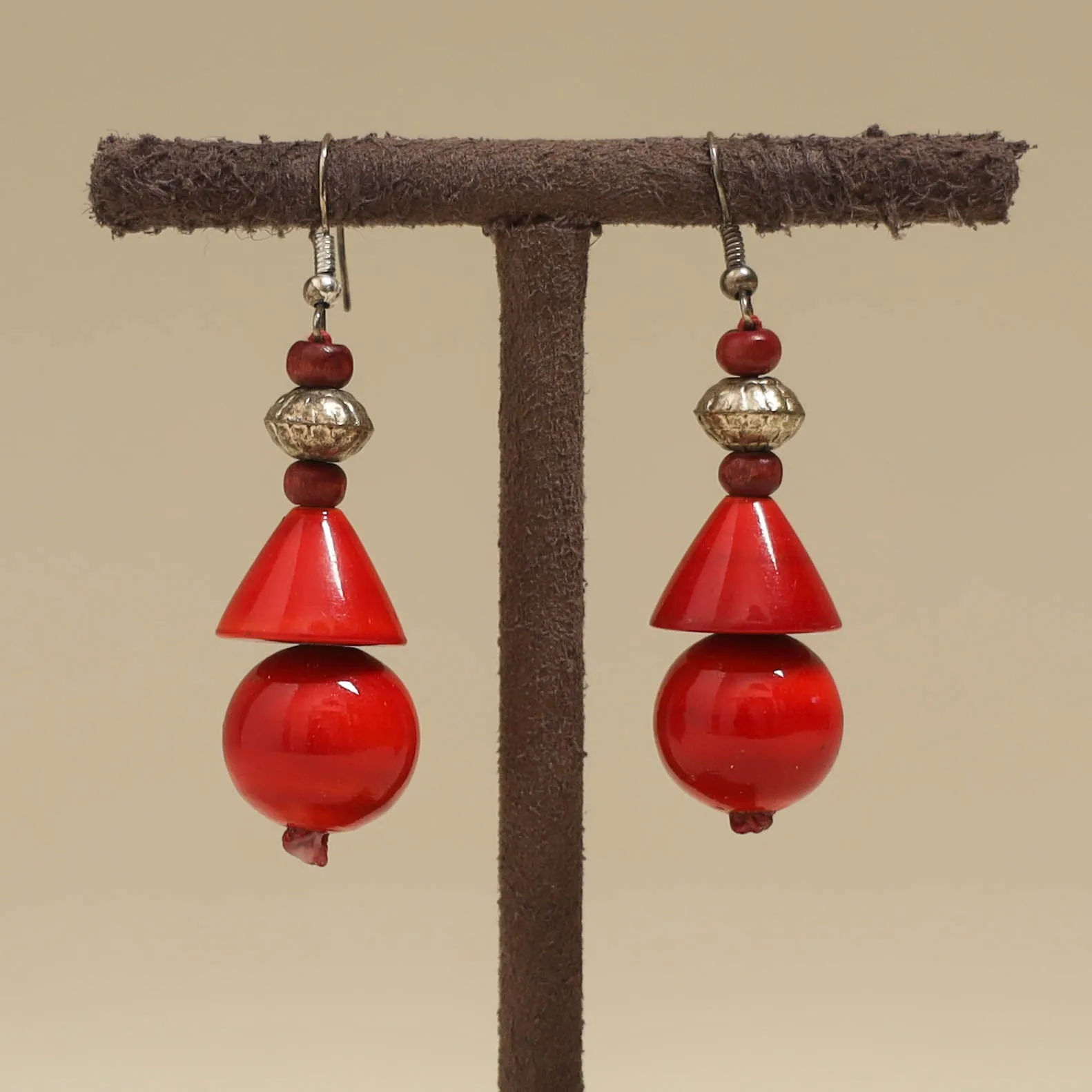 Red - Channapatna Handcrafted Wooden Earrings 44 sold by Itokri product image thumbnail 2