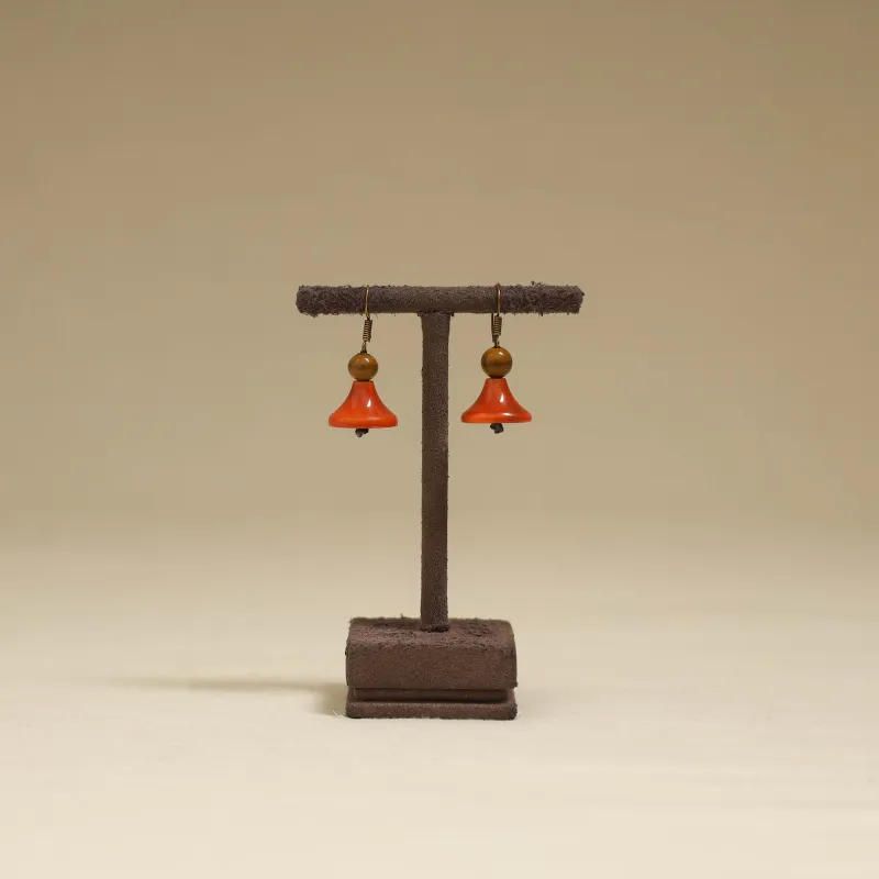 Orange - Channapatna Handcrafted Wooden Earrings 37 made by Itokri