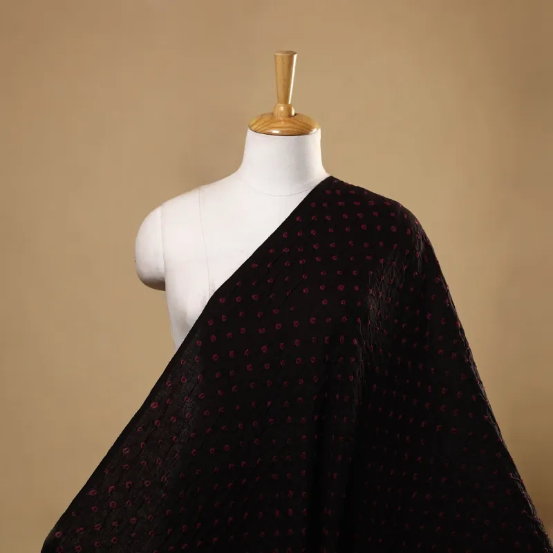 Black - Kutch Tie & Dye Mul Cotton Bandhani Fabric 19 made by Itokri