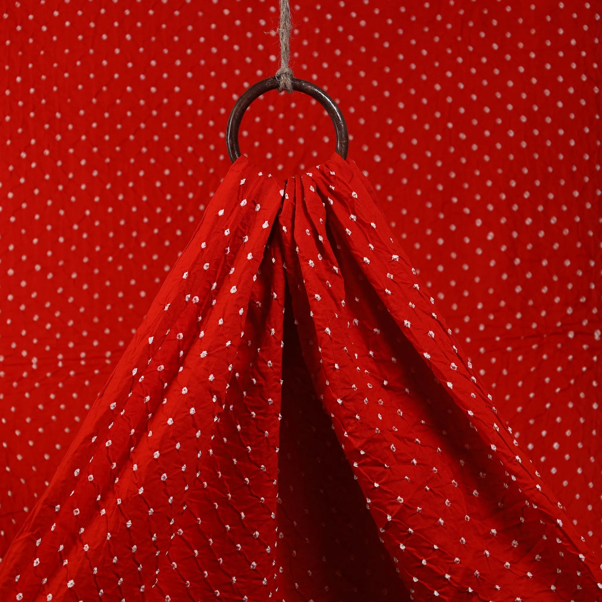 Vermilion Red - Kutch Tie & Dye Mul Cotton Bandhani Fabric 09 sold by Itokri product image thumbnail 2