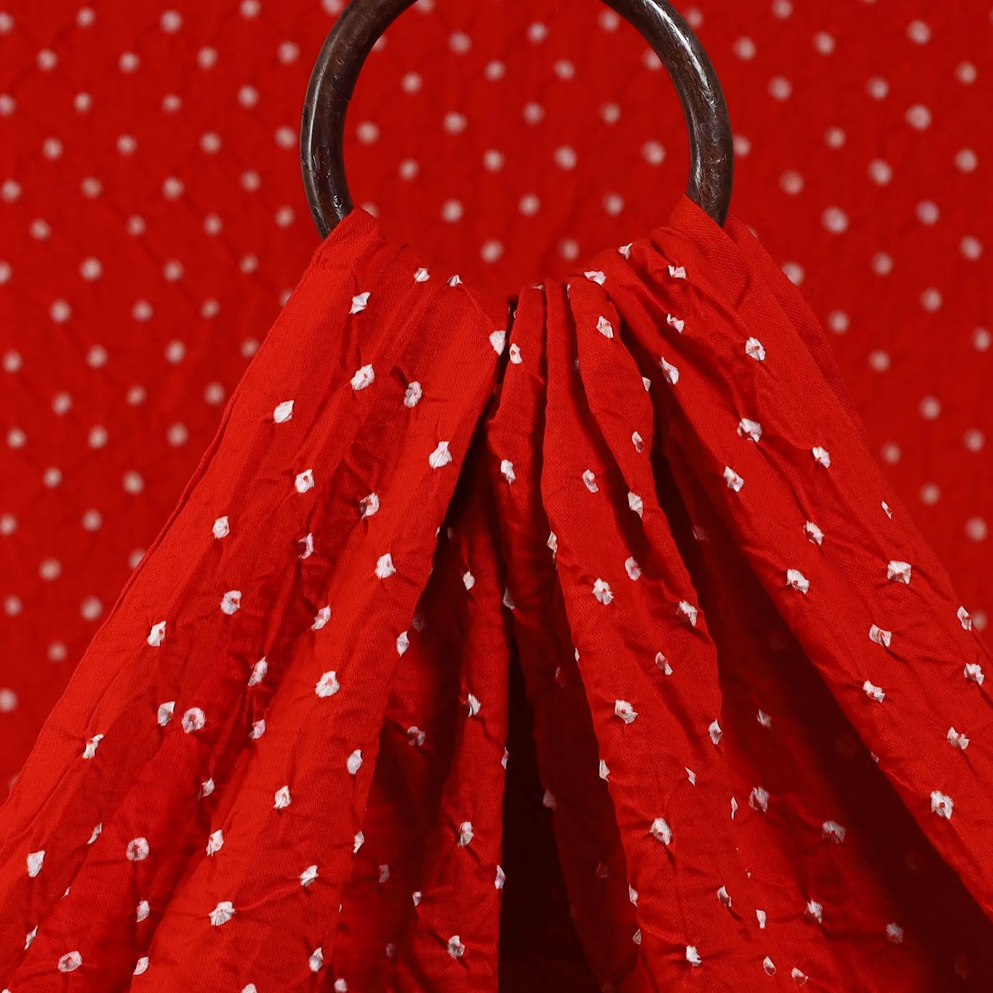 Vermilion Red - Kutch Tie & Dye Mul Cotton Bandhani Fabric 09 sold by Itokri product image thumbnail 3