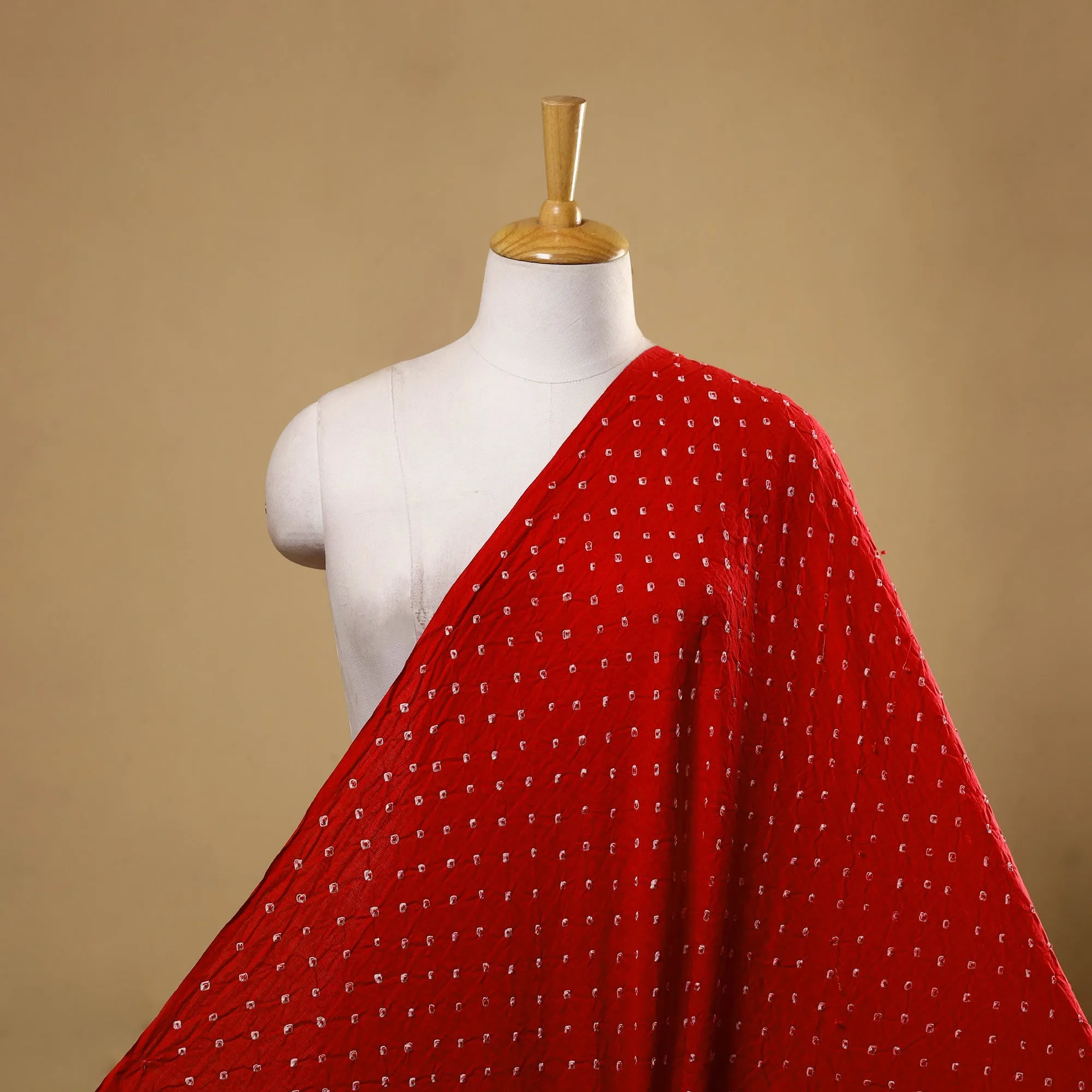 Vermilion Red - Kutch Tie & Dye Mul Cotton Bandhani Fabric 09 sold by Itokri