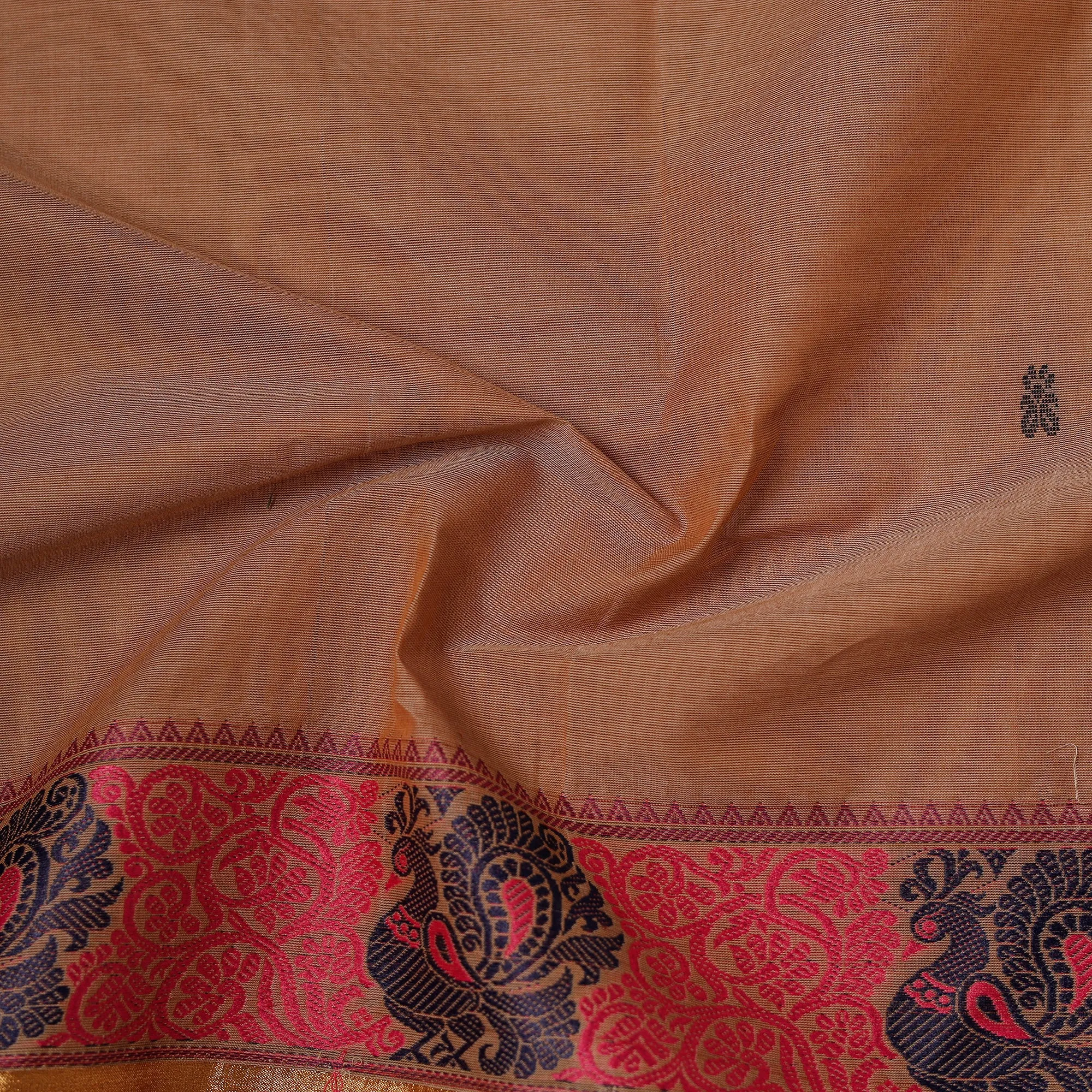 Brown - Kanchipuram Buti Cotton Fabric with Thread Border 10 sold by Itokri product image thumbnail 4