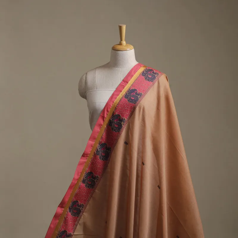Brown - Kanchipuram Buti Cotton Fabric with Thread Border 10 made by Itokri